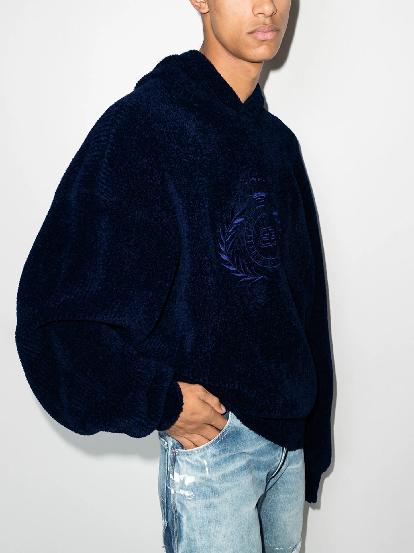 embroidered BB logo fleece hoodie
