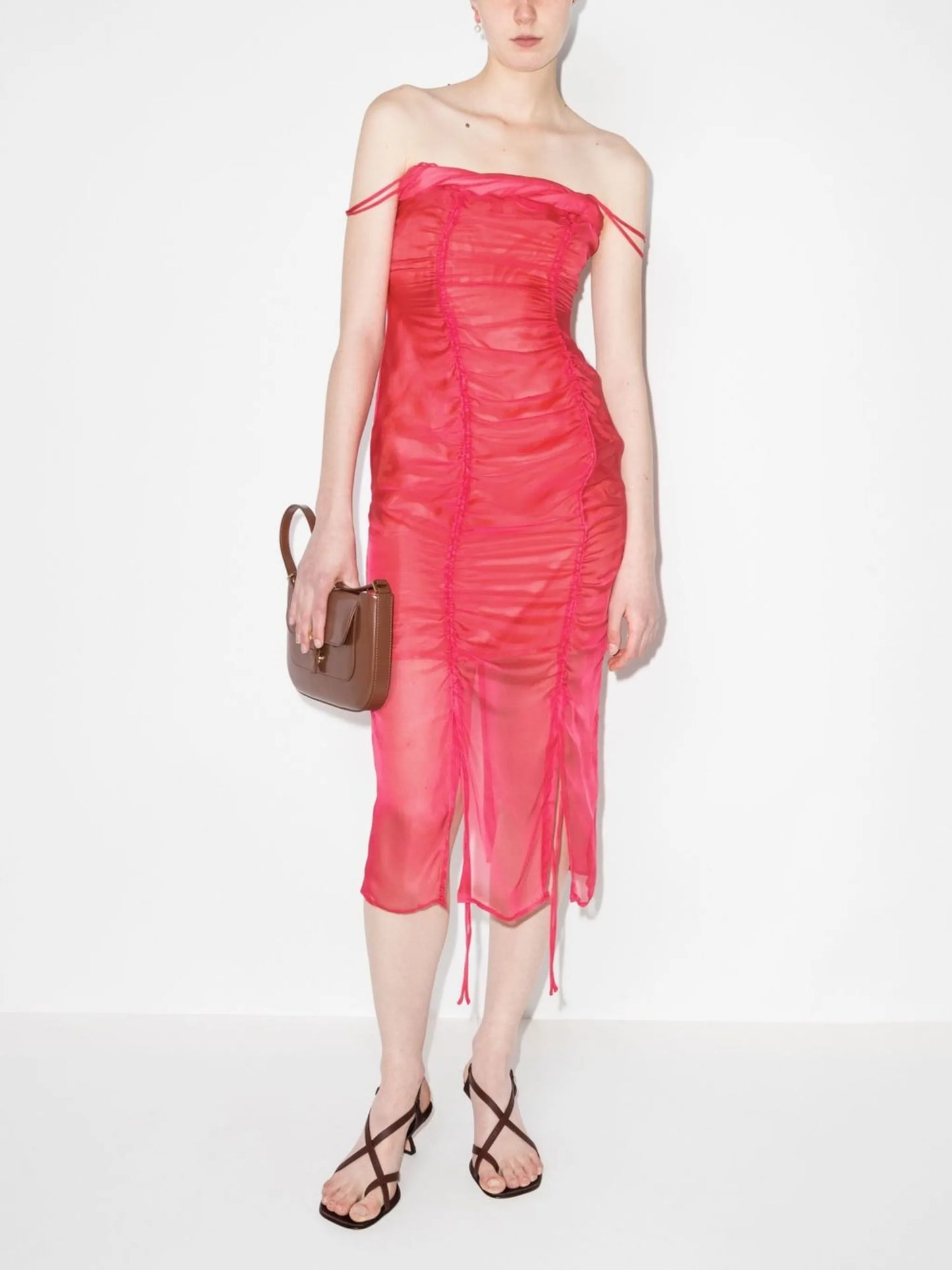 ruched-detail sleeveless dress