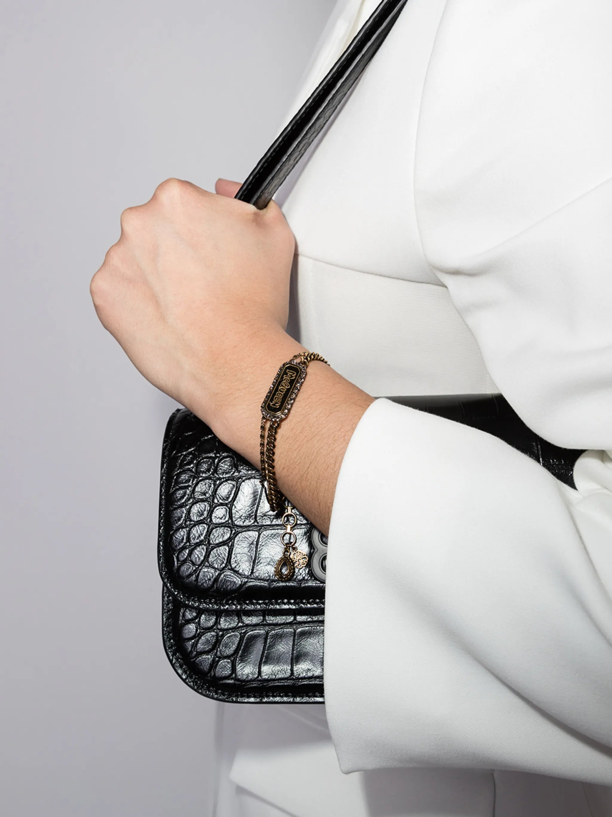 Graffiti crystal-embellished bracelet