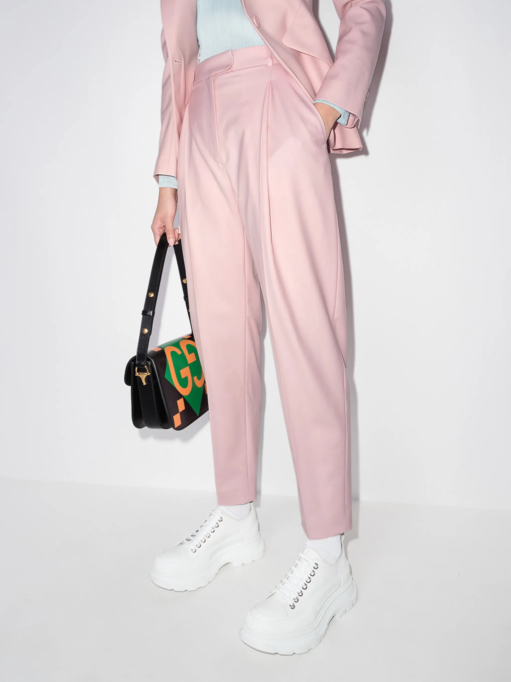 pleat detail tapered trousers