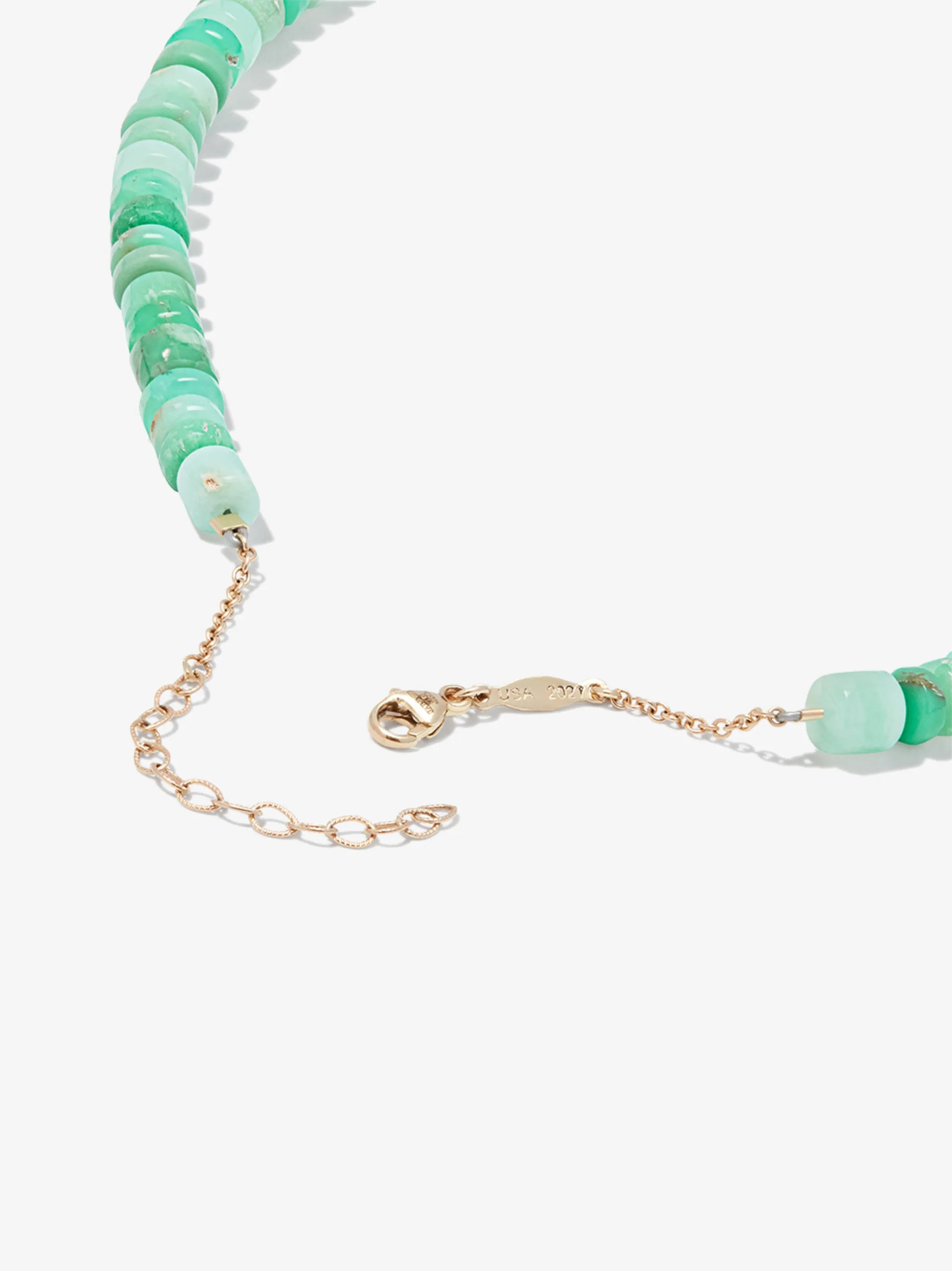 14kt yellow gold chrysoprase necklace