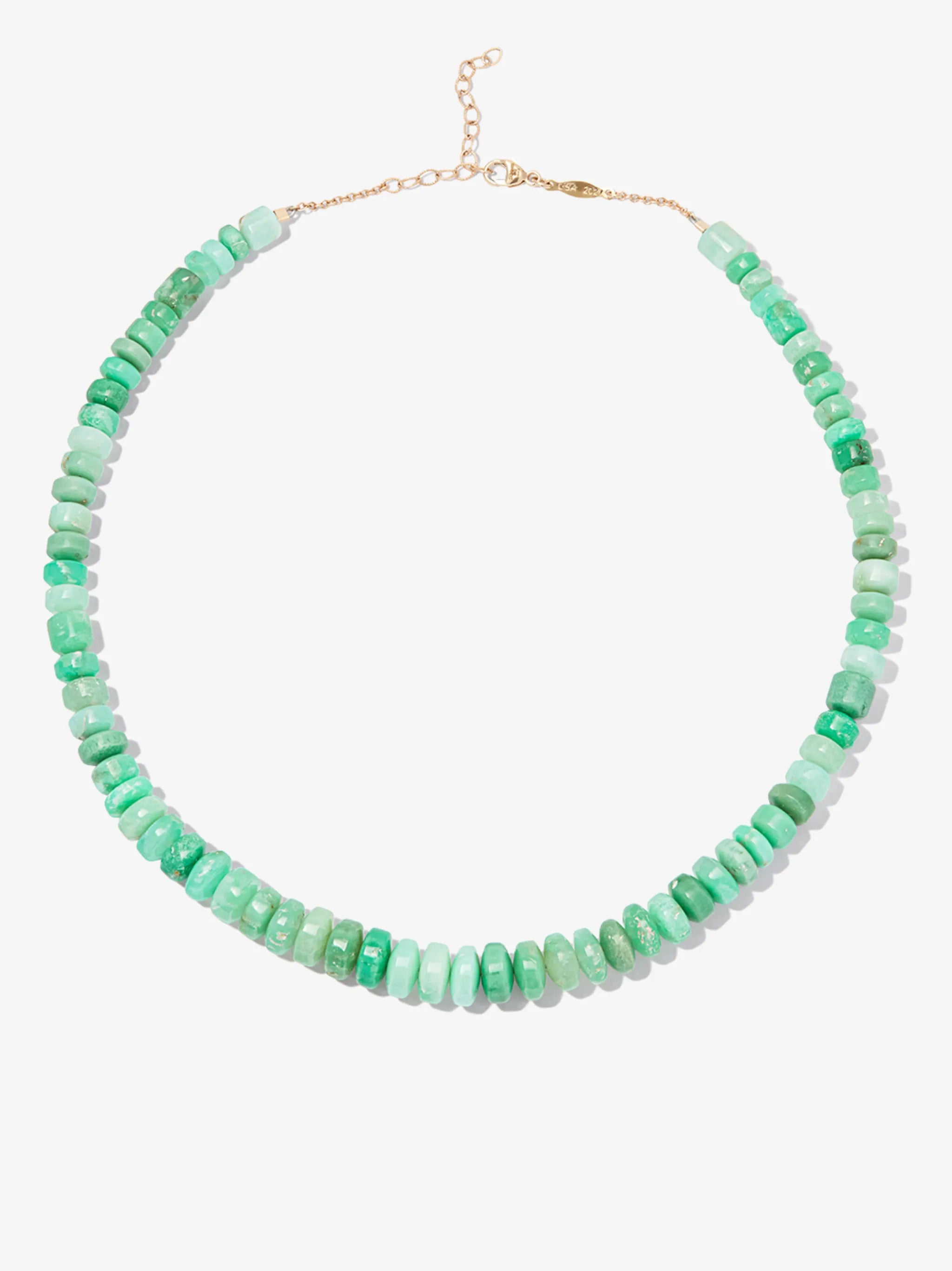 14kt yellow gold chrysoprase necklace
