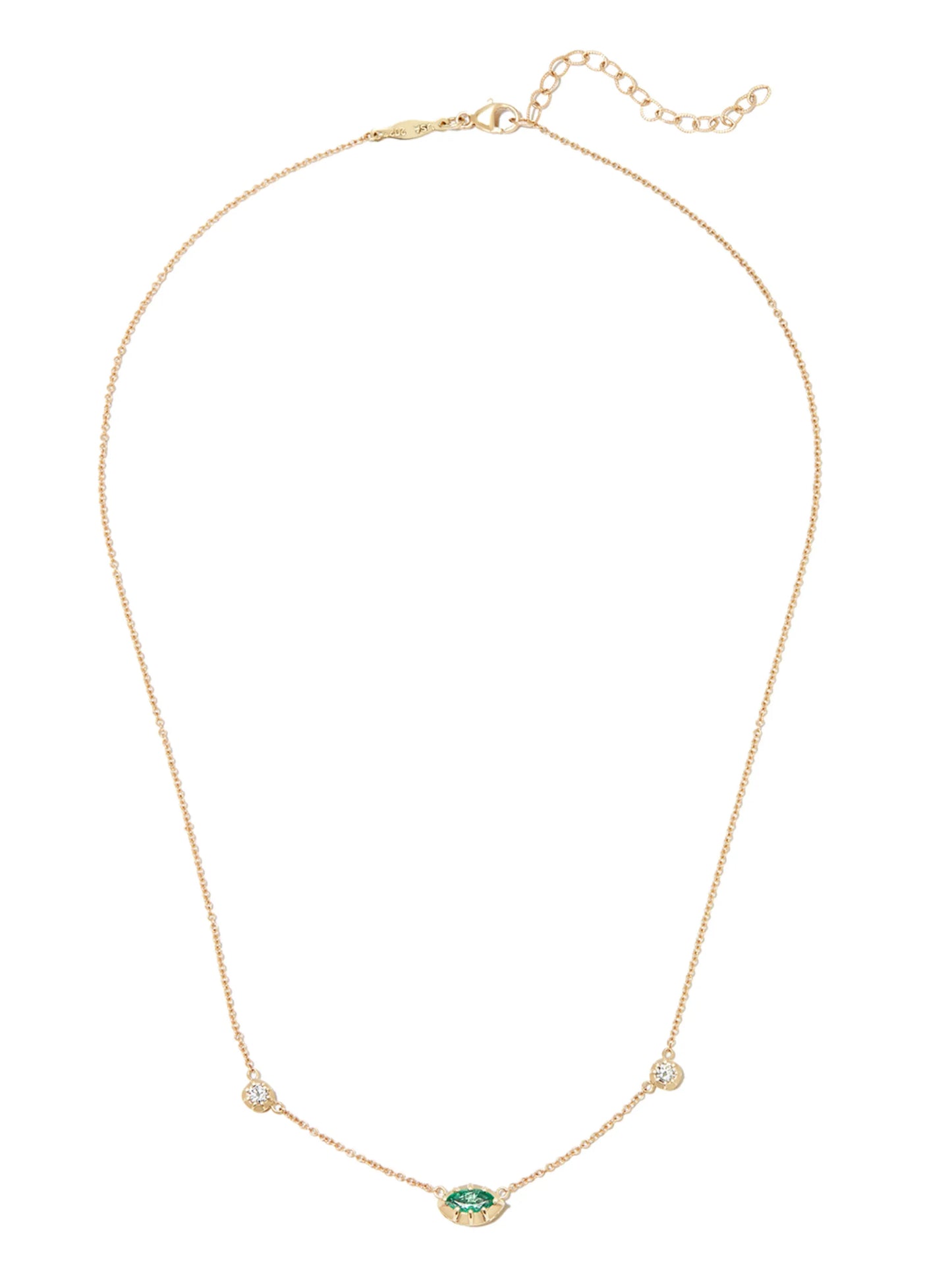 14kt yellow gold Sophia emerald and diamond necklace