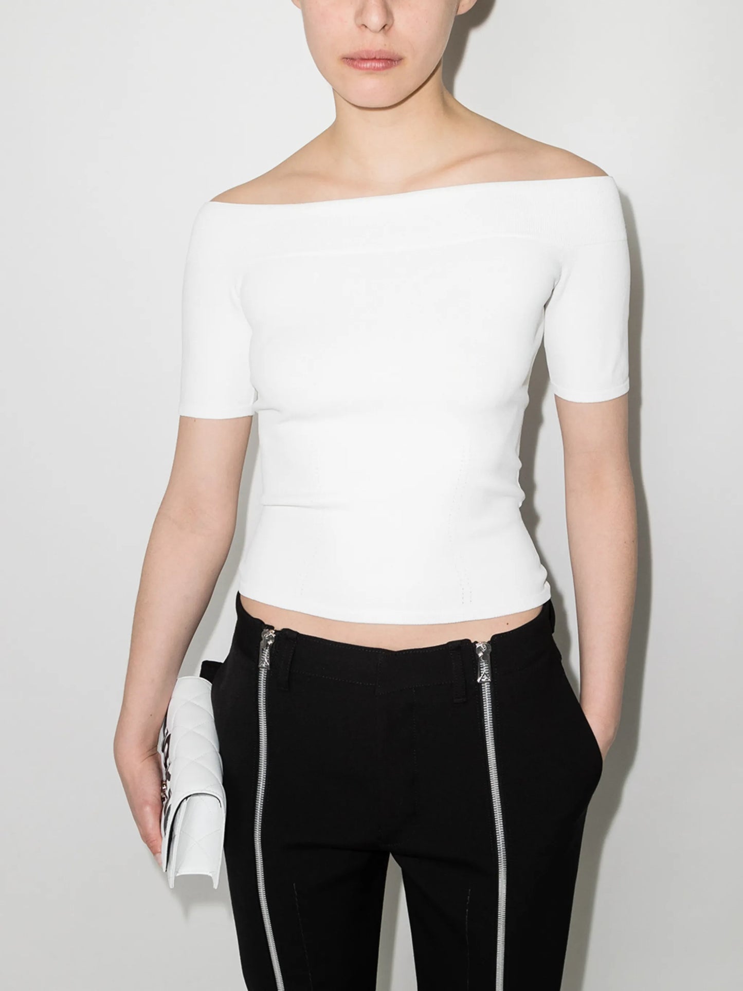 off-shoulder knitted top