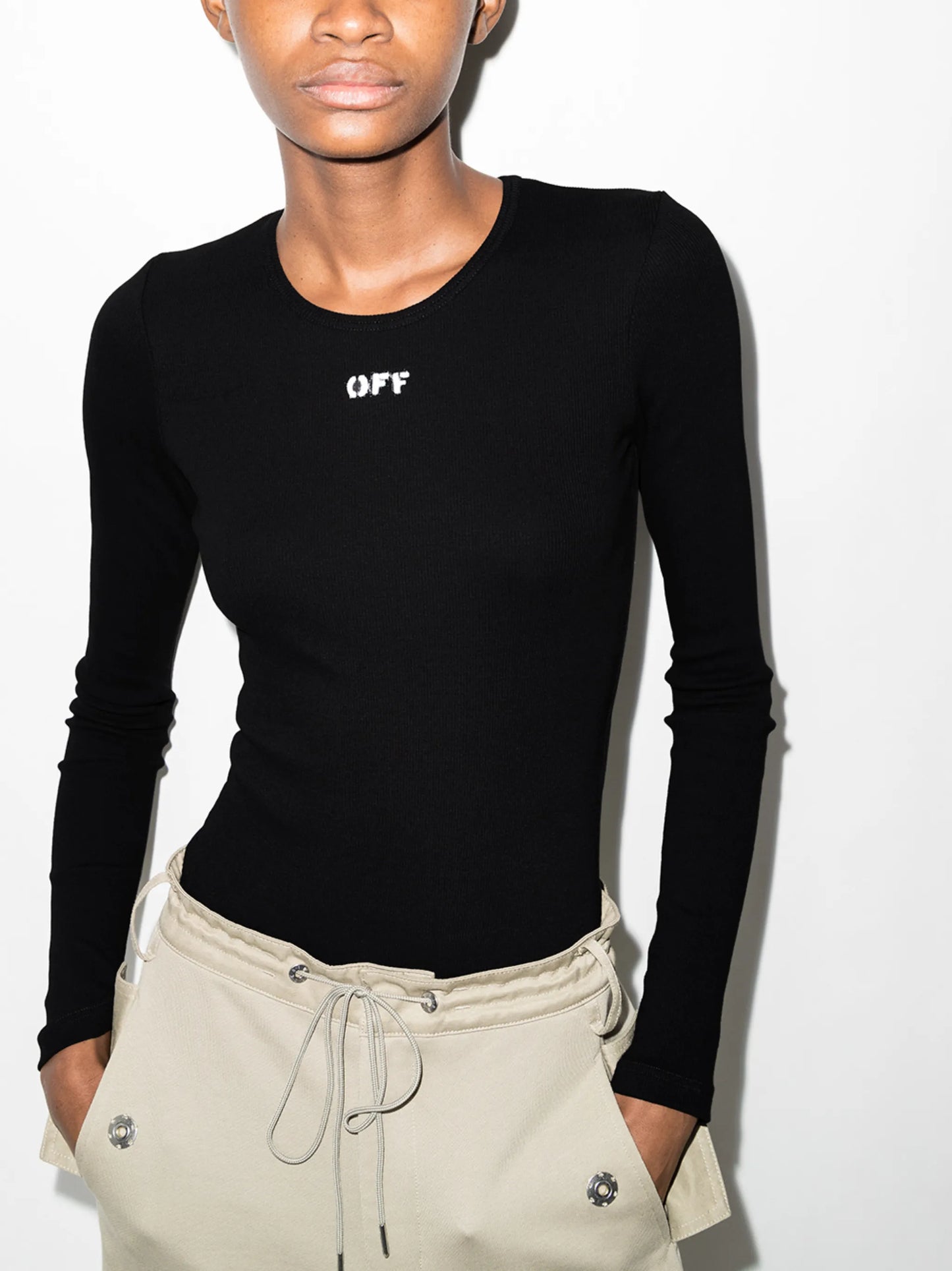 logo print long-sleeve bodysuit
