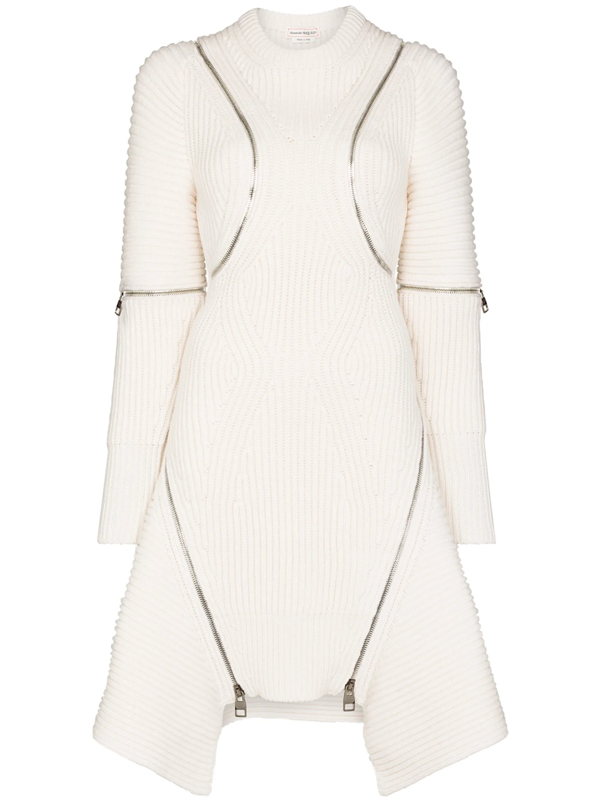 zip-detailing knitted dress