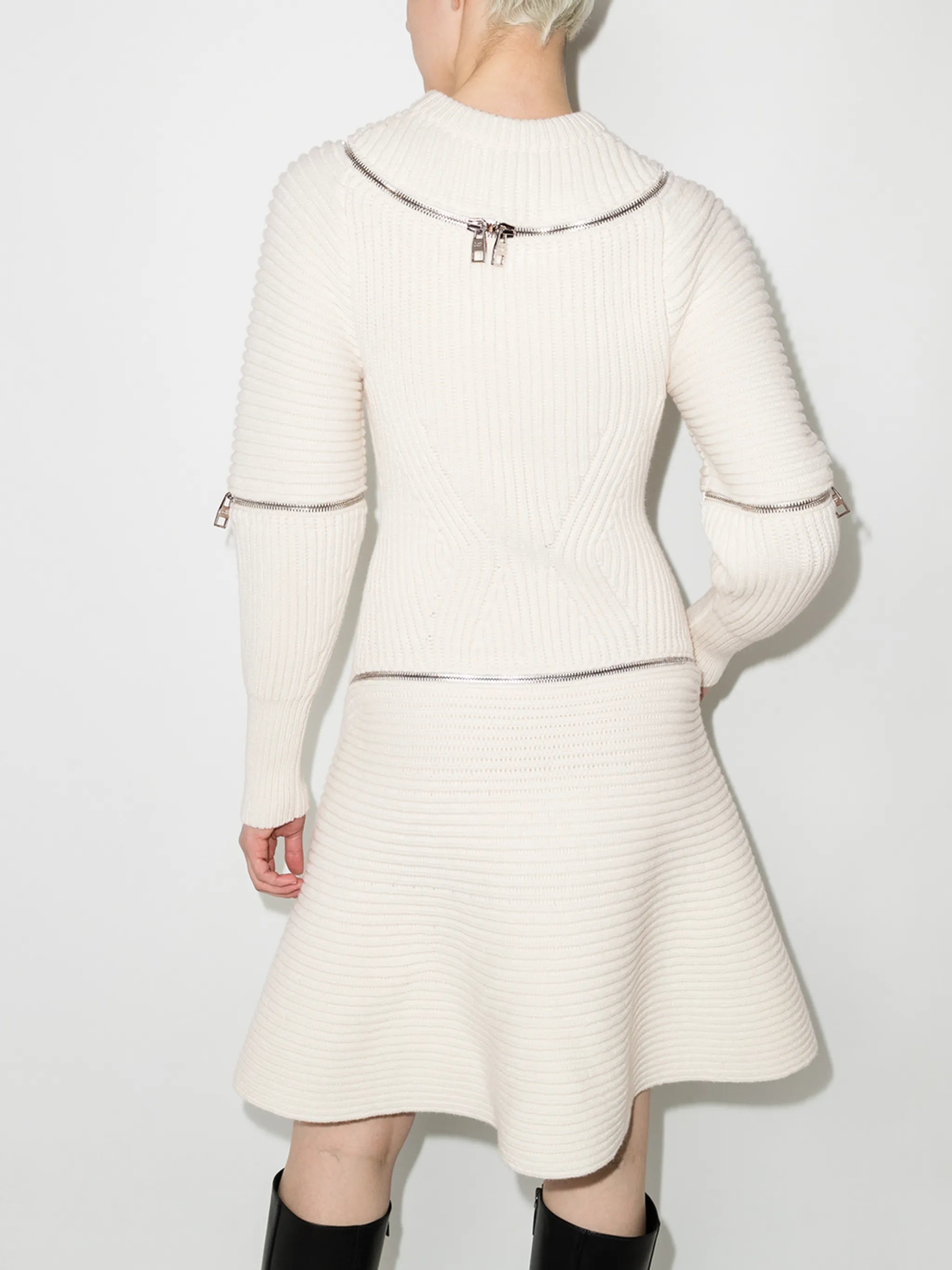 zip-detailing knitted dress