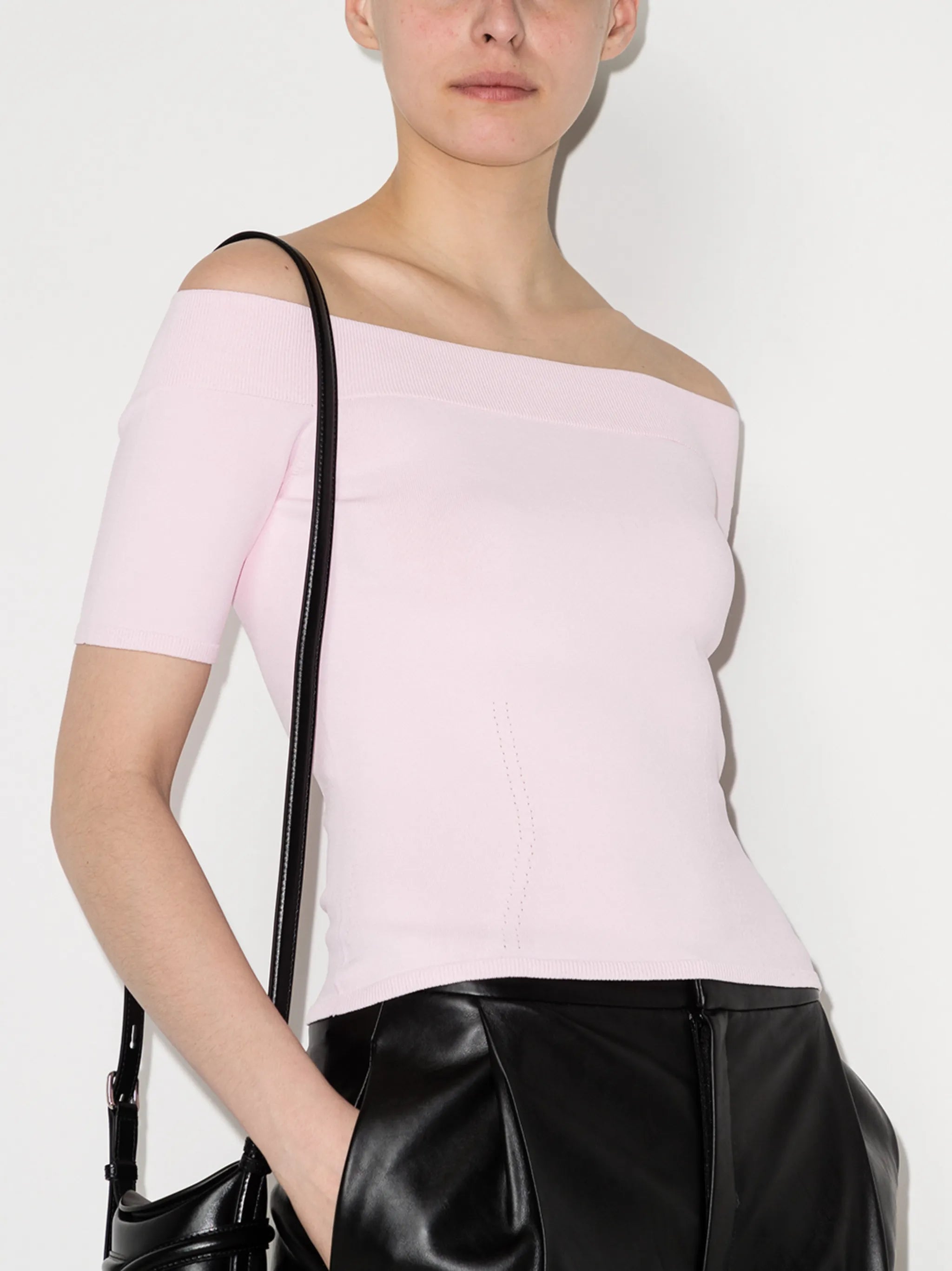 off-shoulder T-shirt