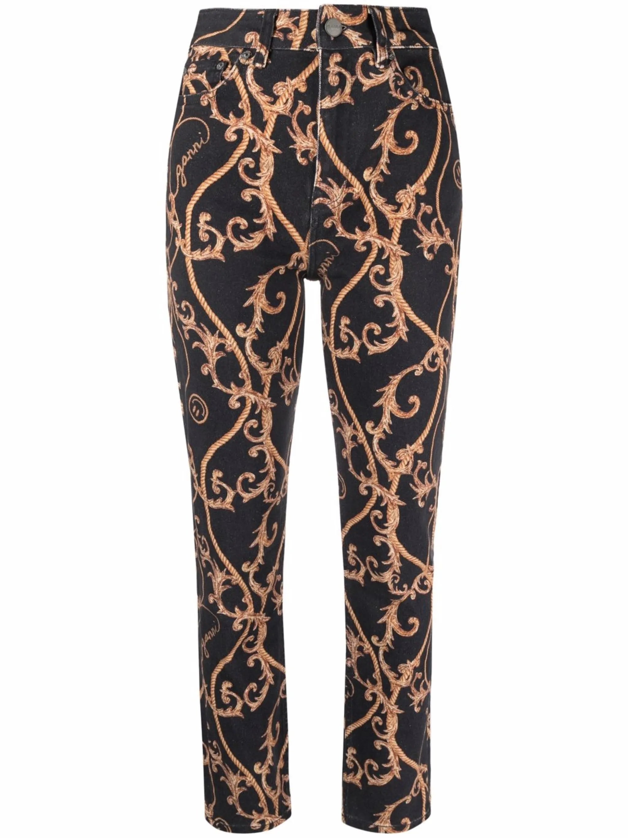 baroque-print jeans