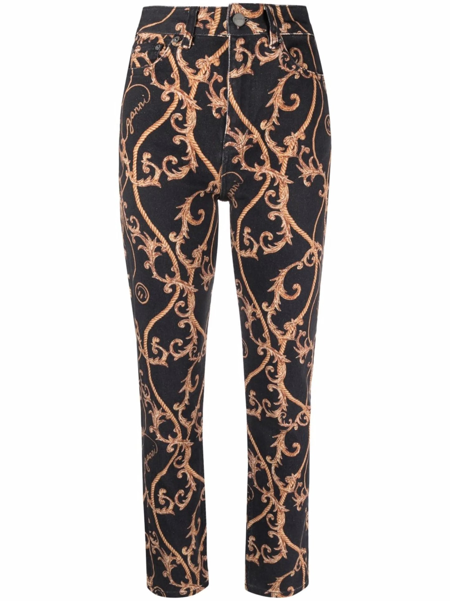 baroque-print jeans