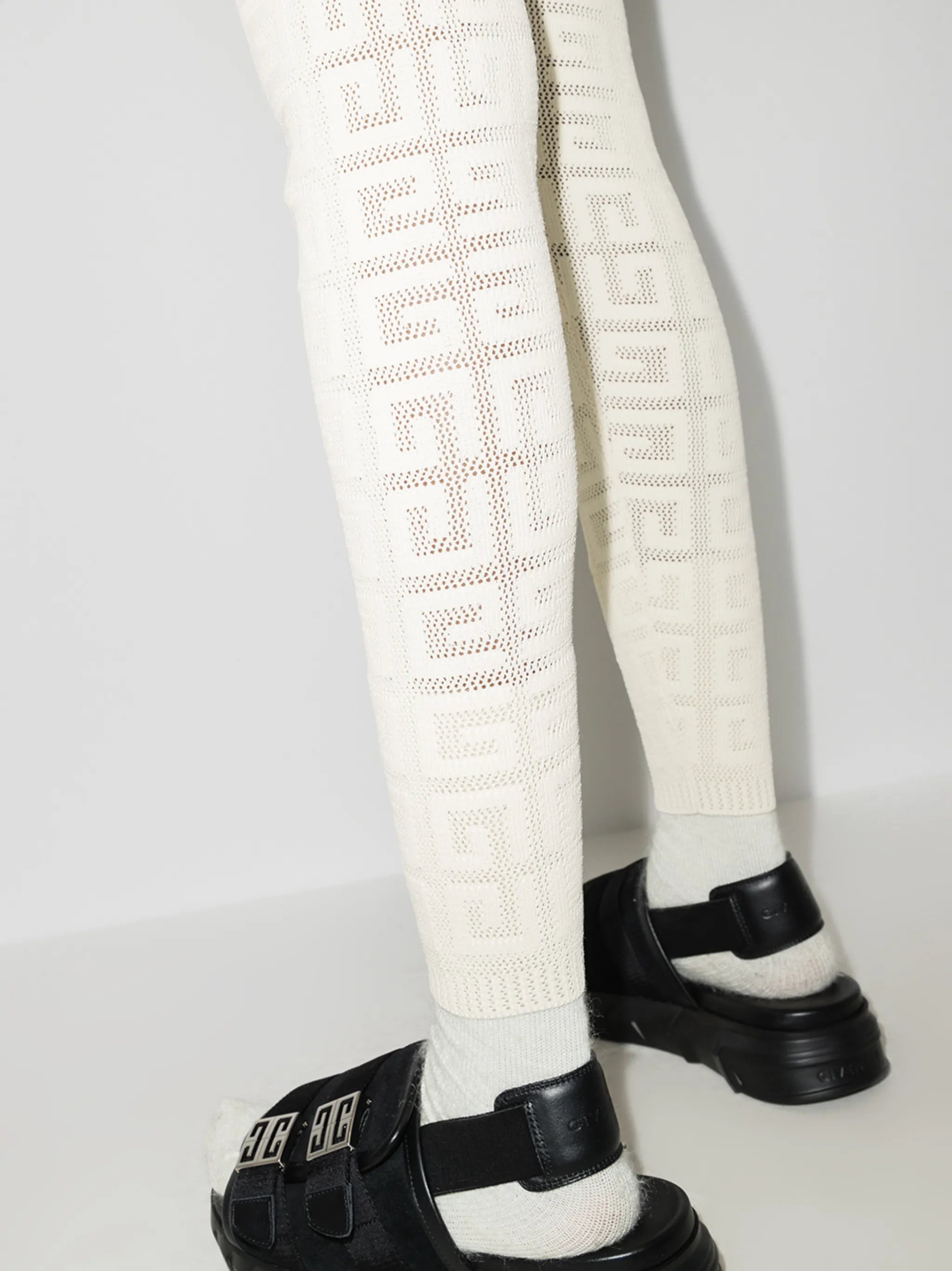 monogram-pattern high-waisted leggings