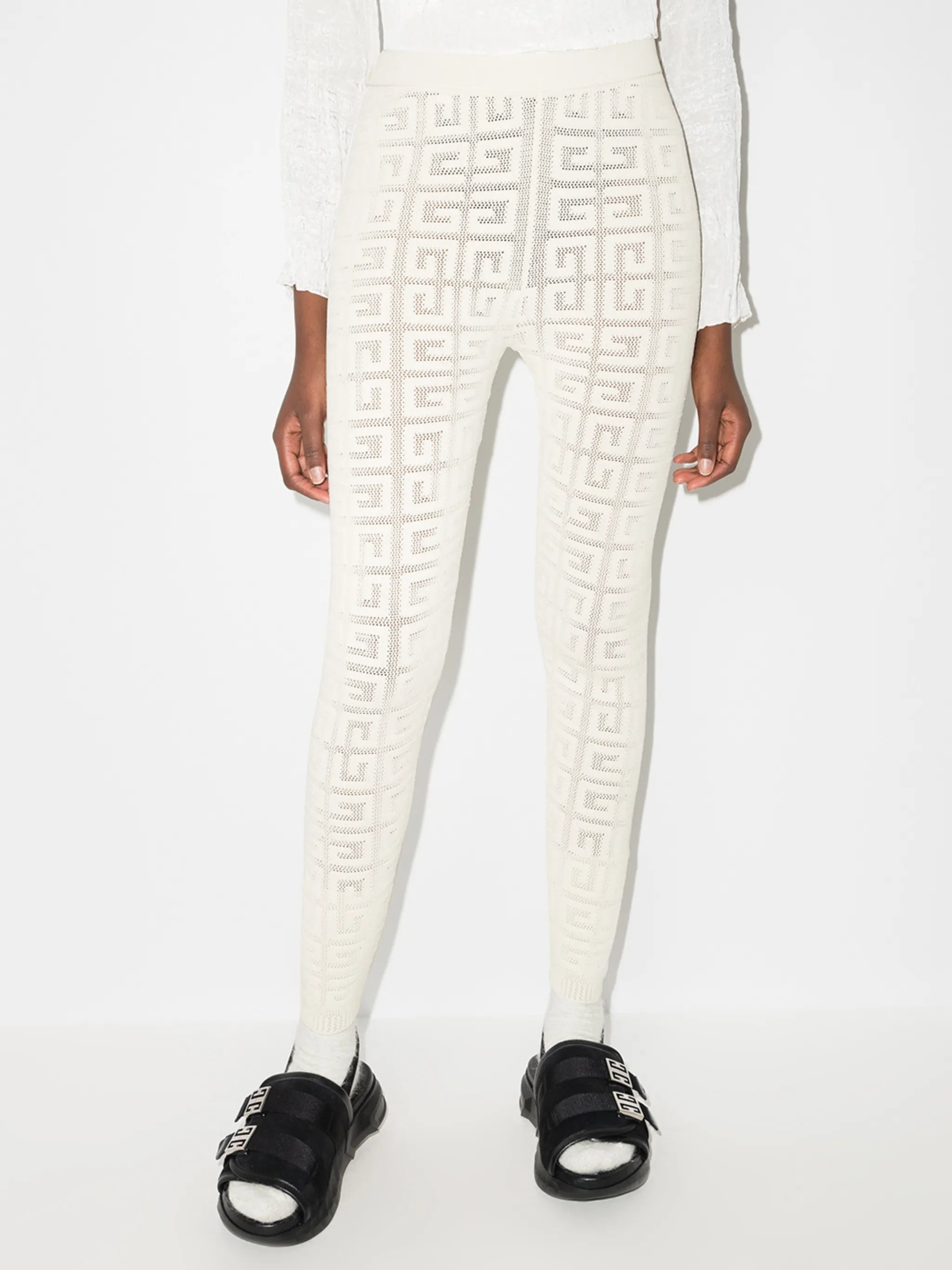 monogram-pattern high-waisted leggings