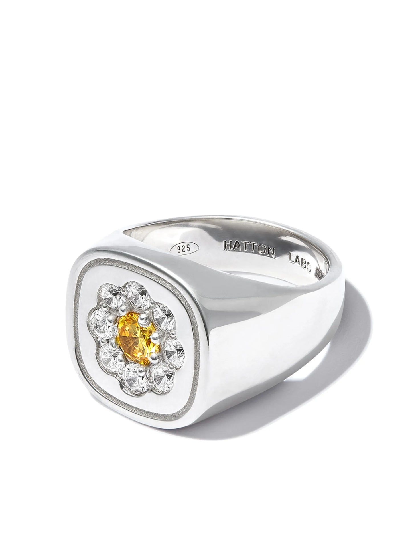 floral crystal-embellished signet ring