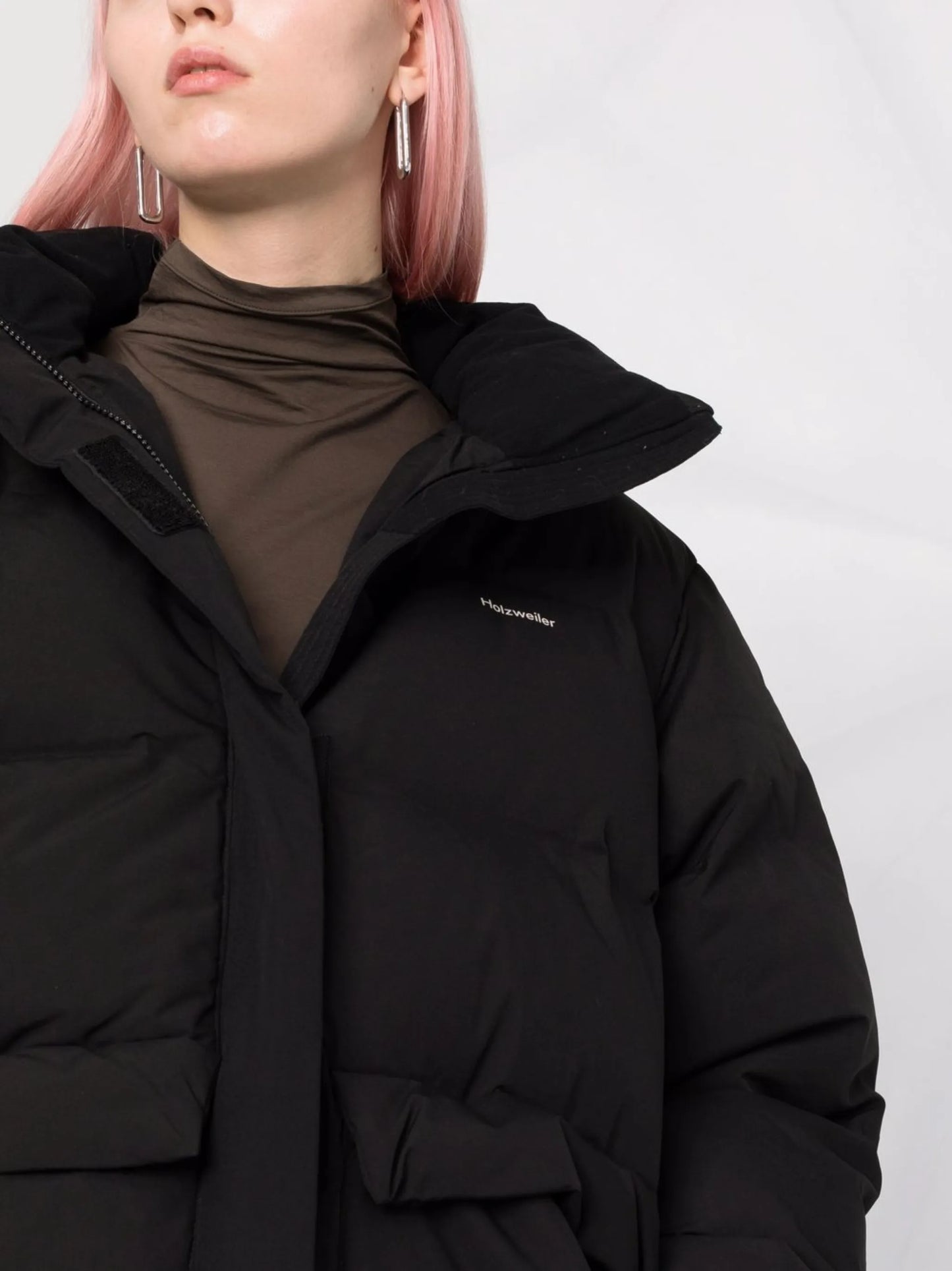 padded zip-up down coat