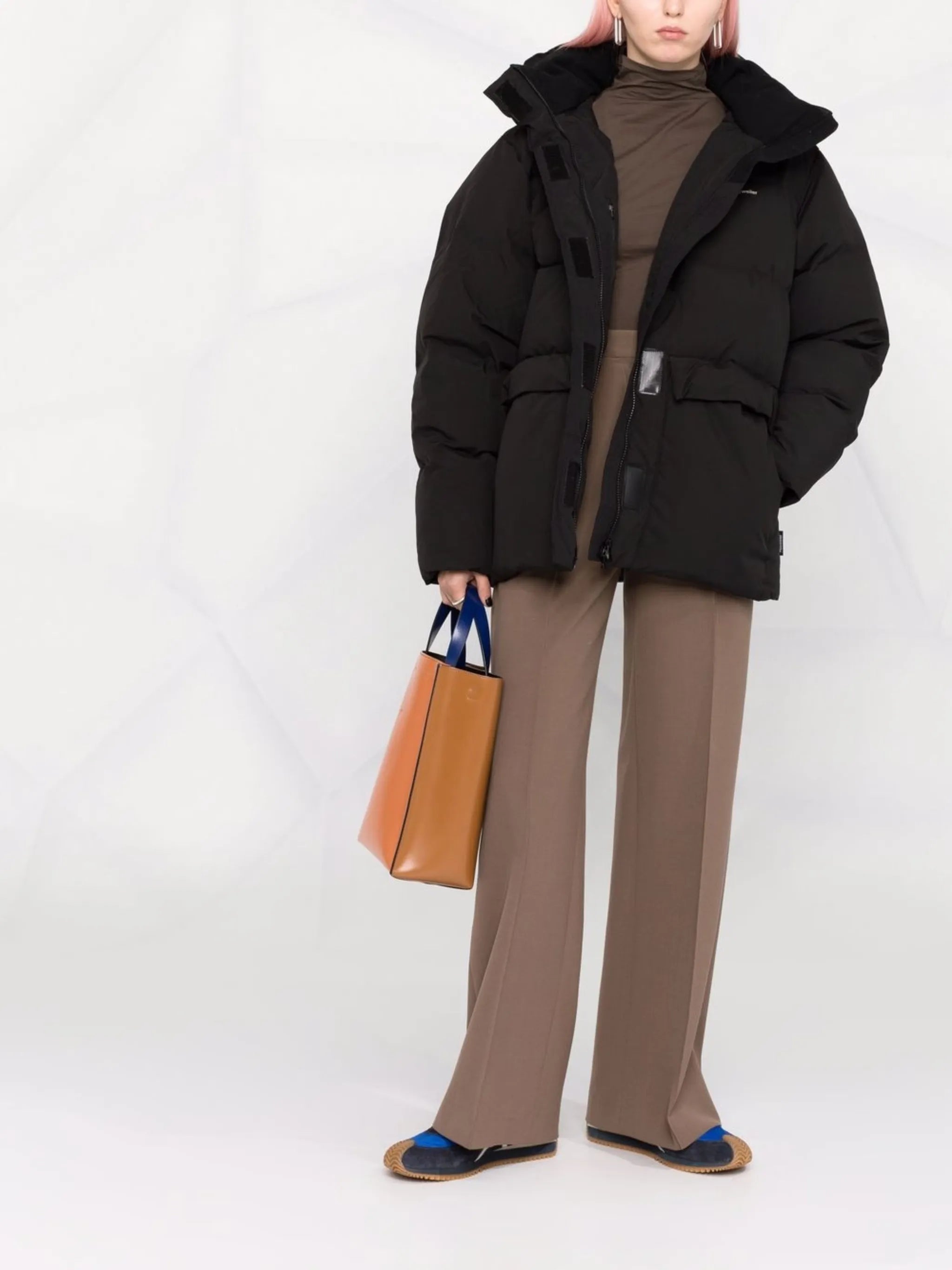 padded zip-up down coat