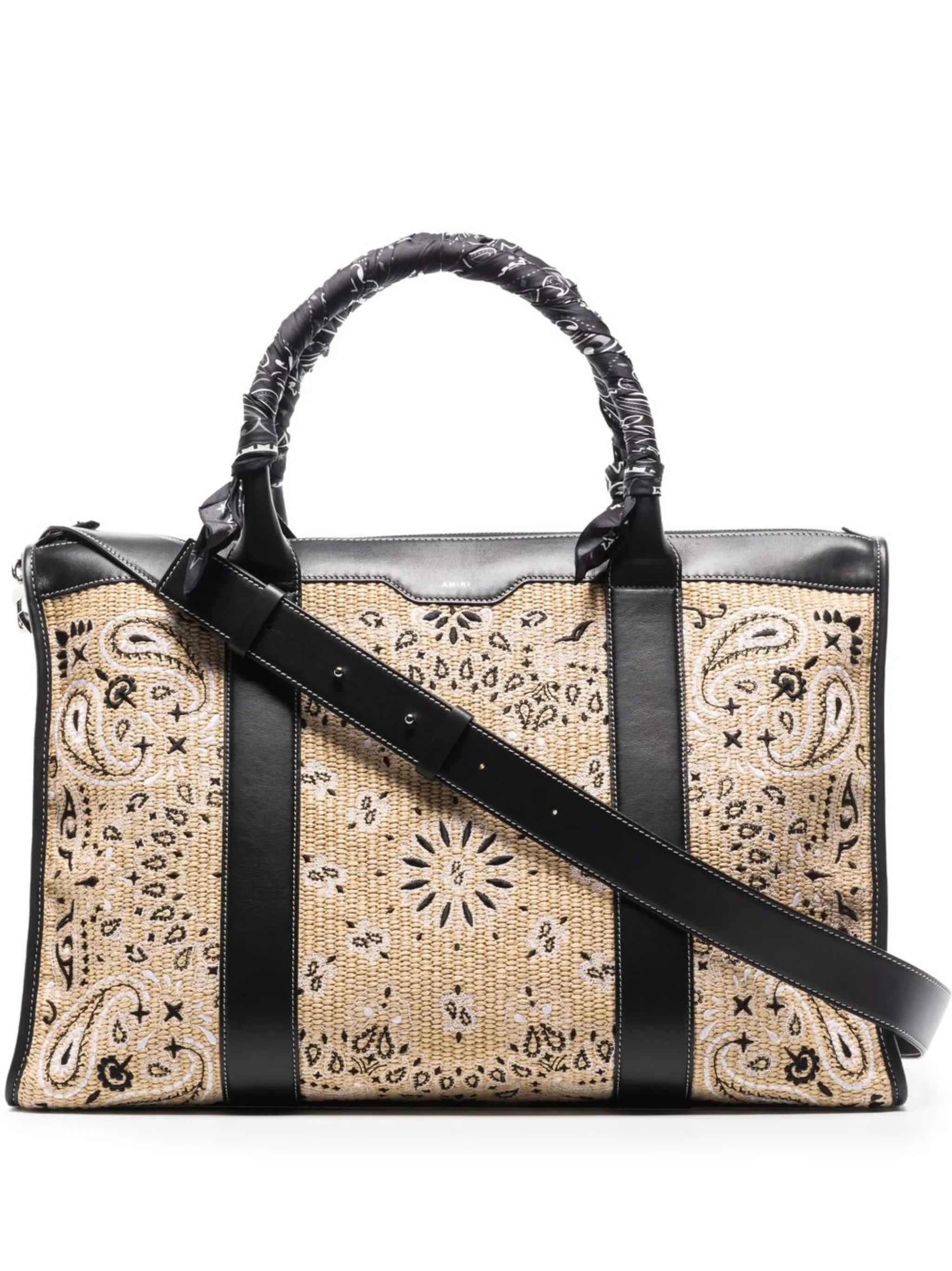 bandana-print raffia holdall