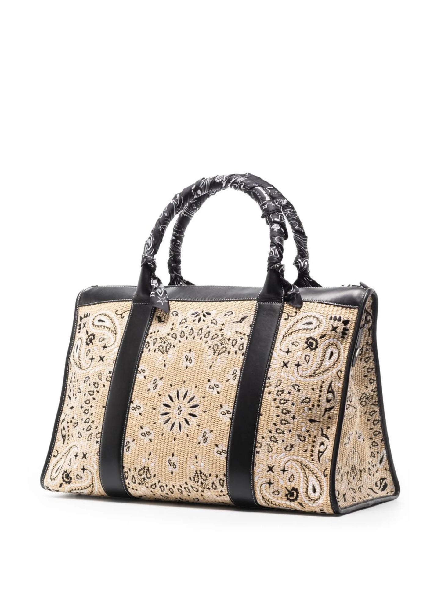 bandana-print raffia holdall