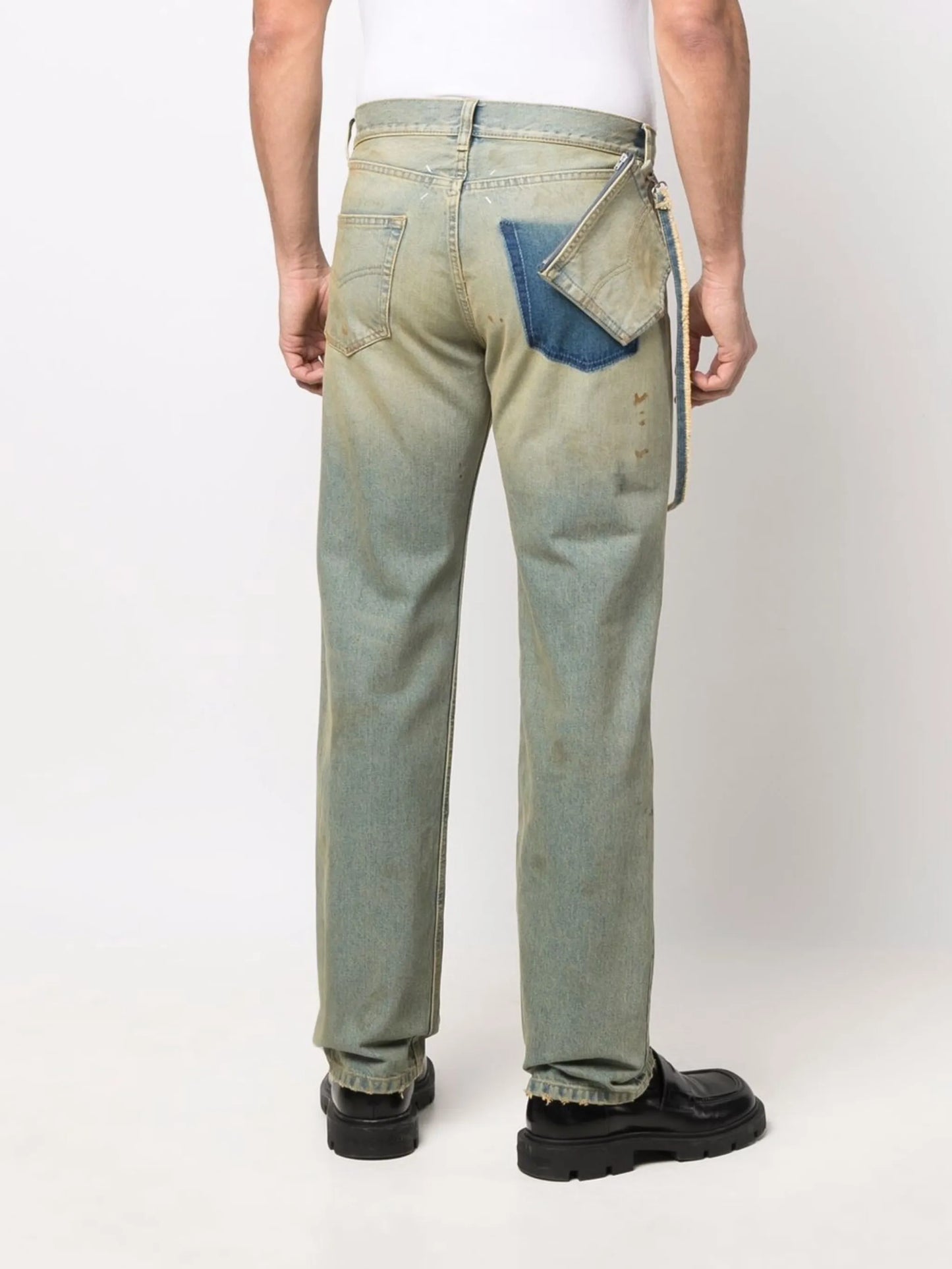 distressed effect jeans