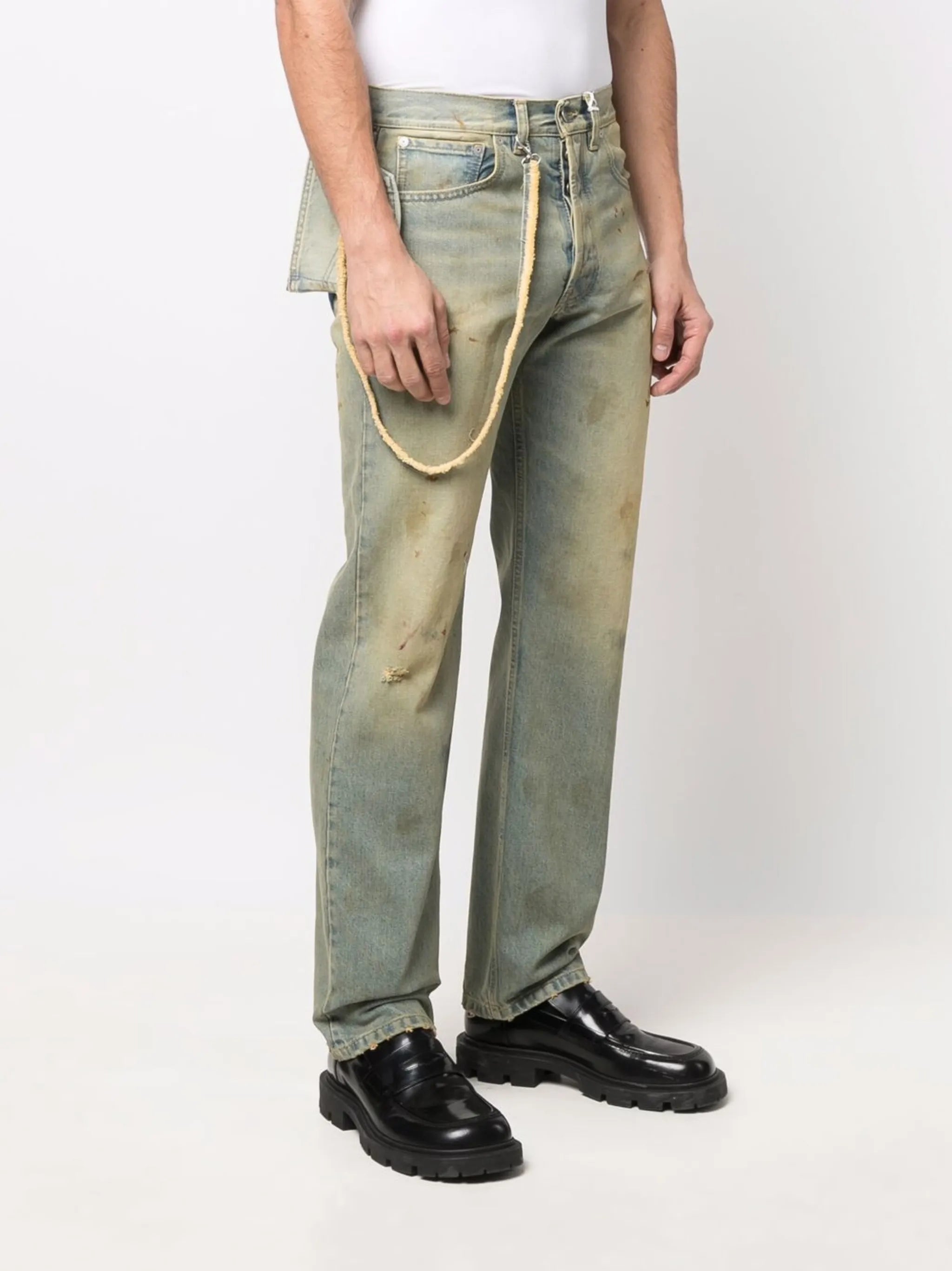 distressed effect jeans