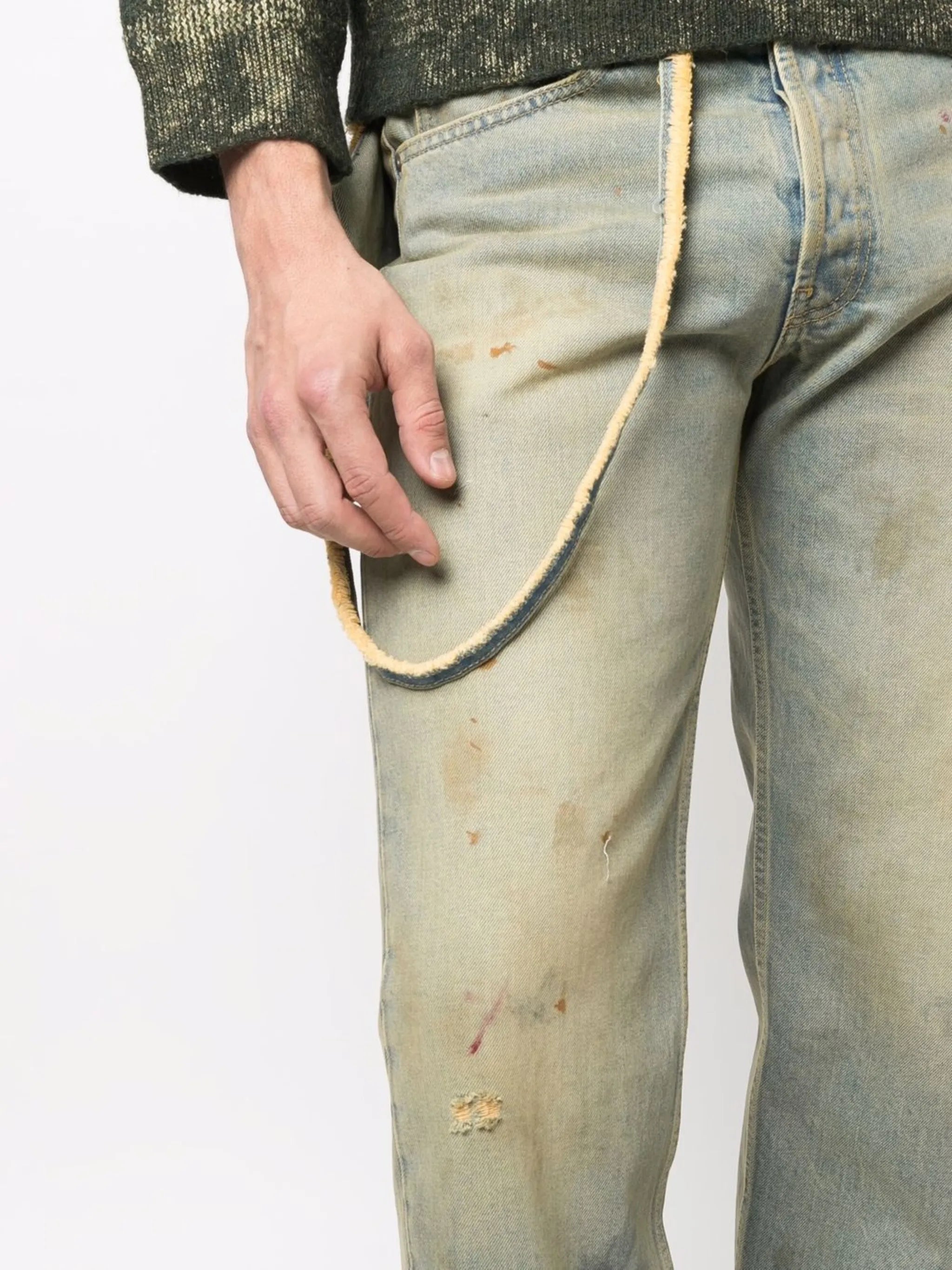 distressed effect jeans