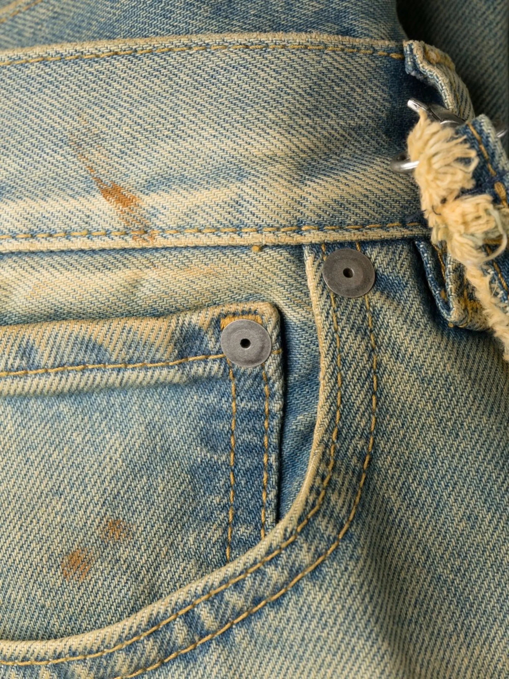 distressed effect jeans