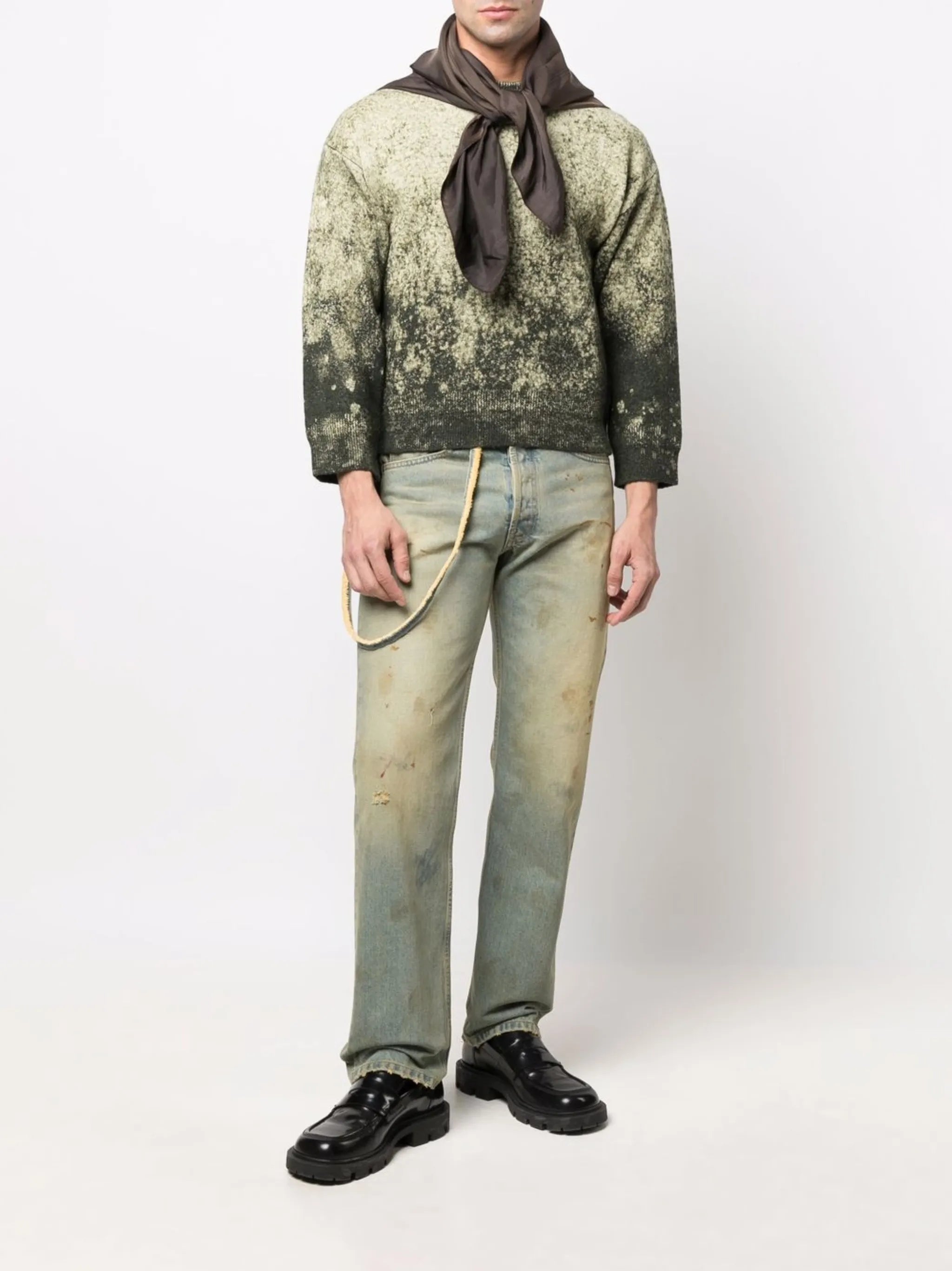 distressed effect jeans