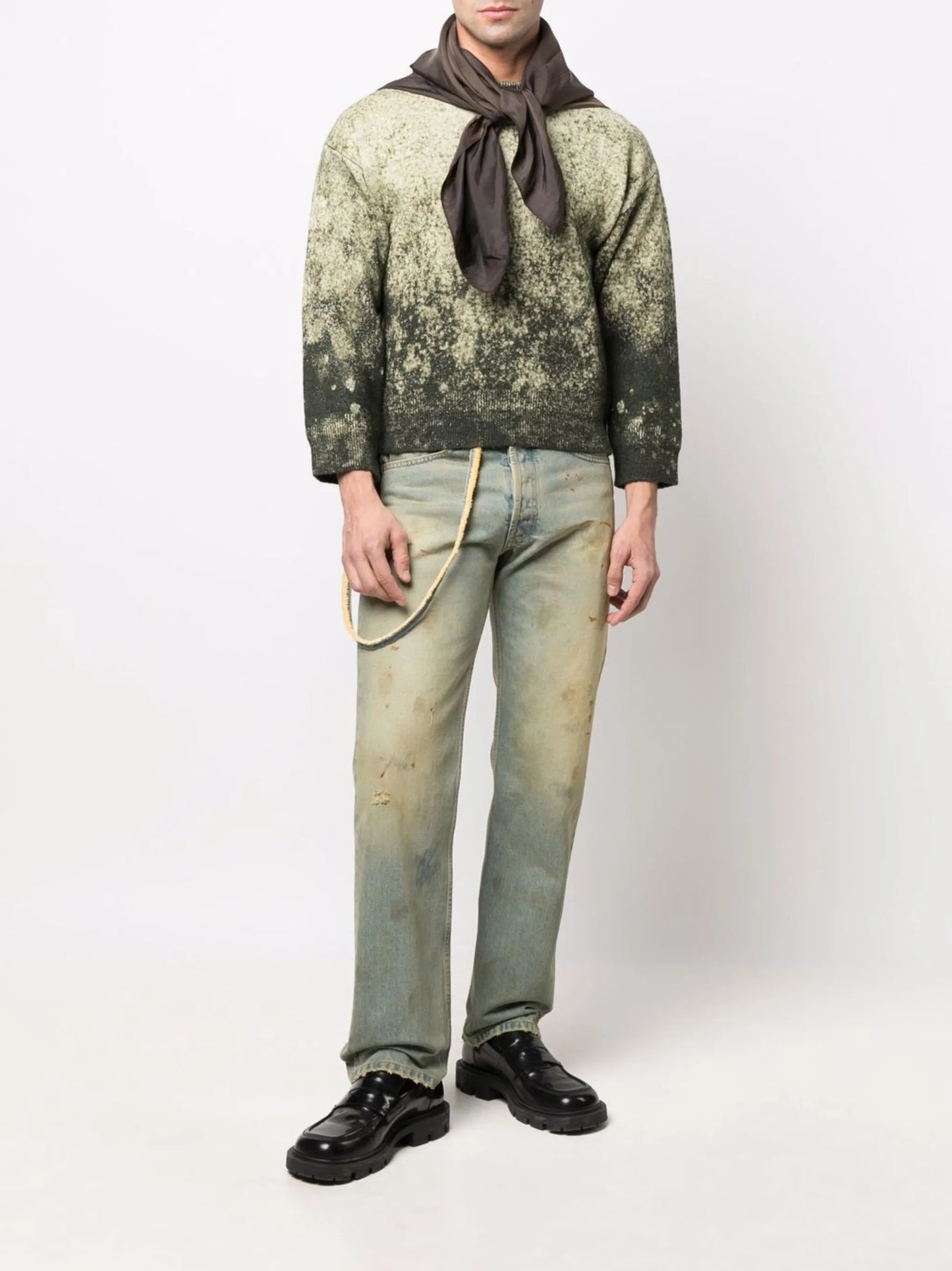 distressed effect jeans
