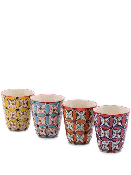 Hippy hand-painted cups (set of 4)
