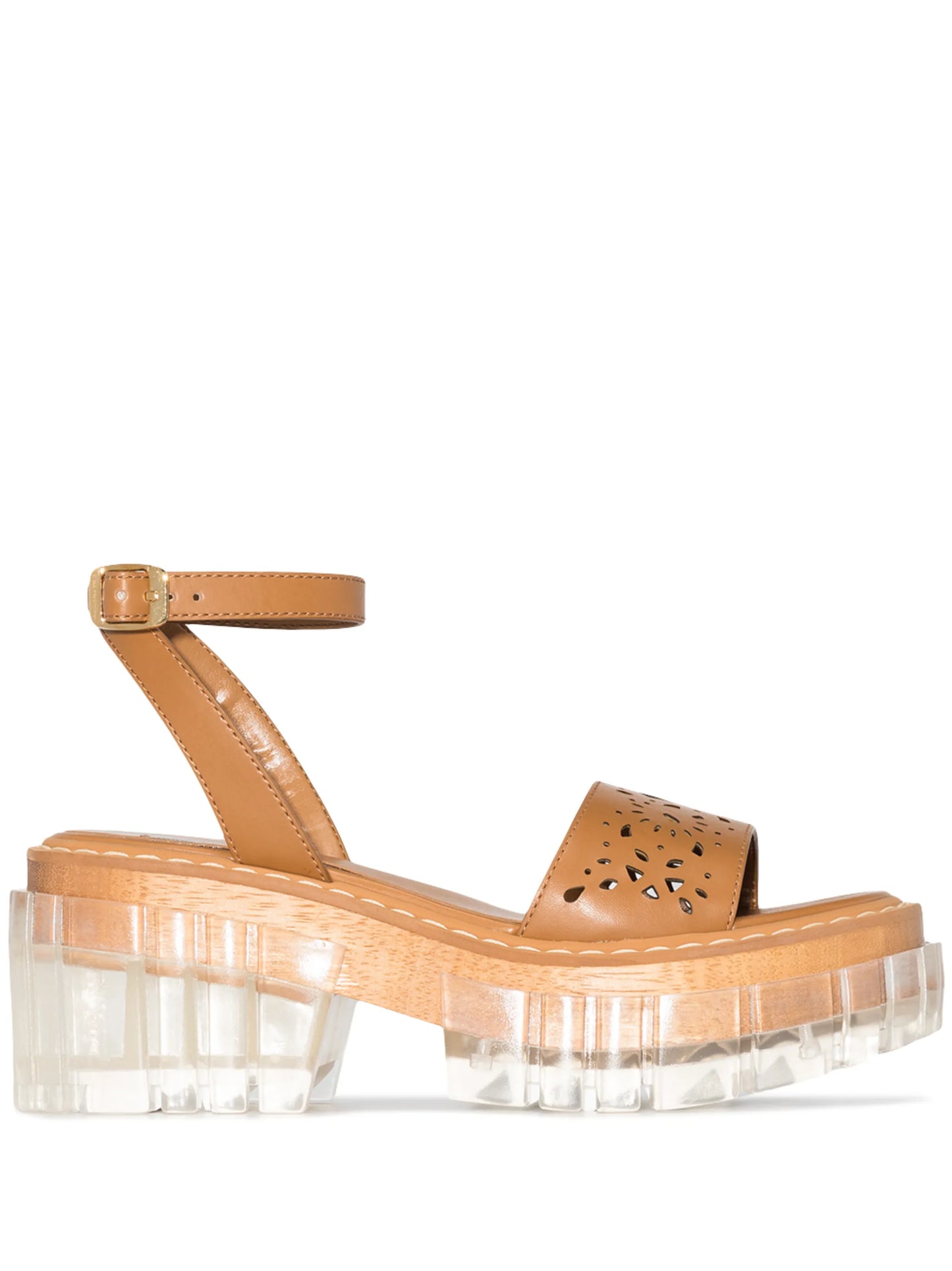 Emilie perforated-detail platform sandals