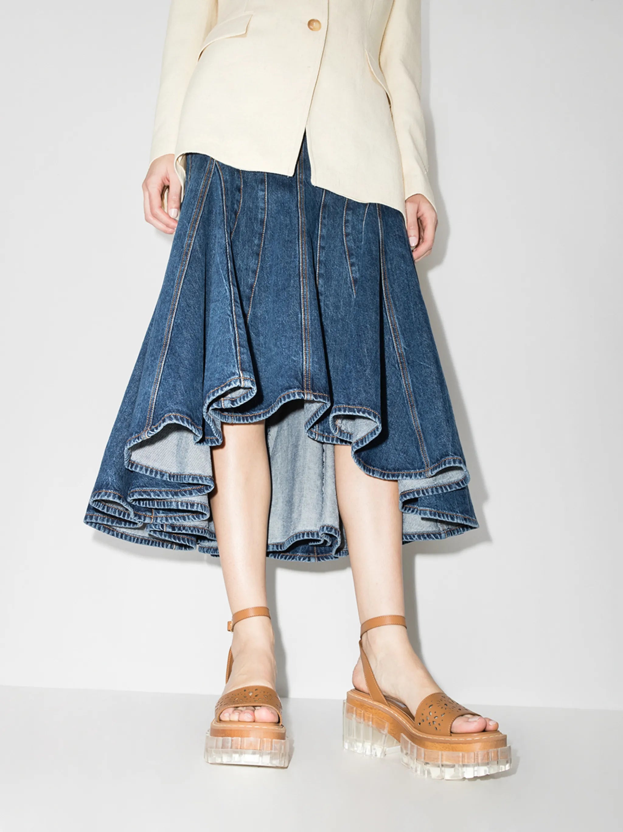 Emilie perforated-detail platform sandals