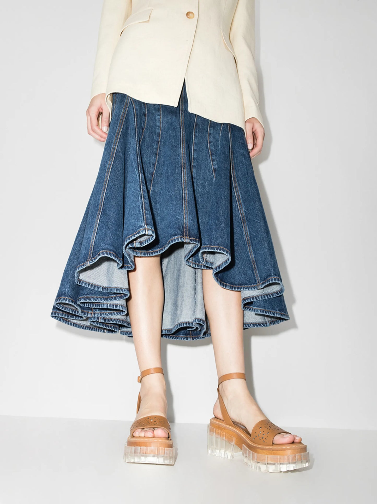 Emilie perforated-detail platform sandals
