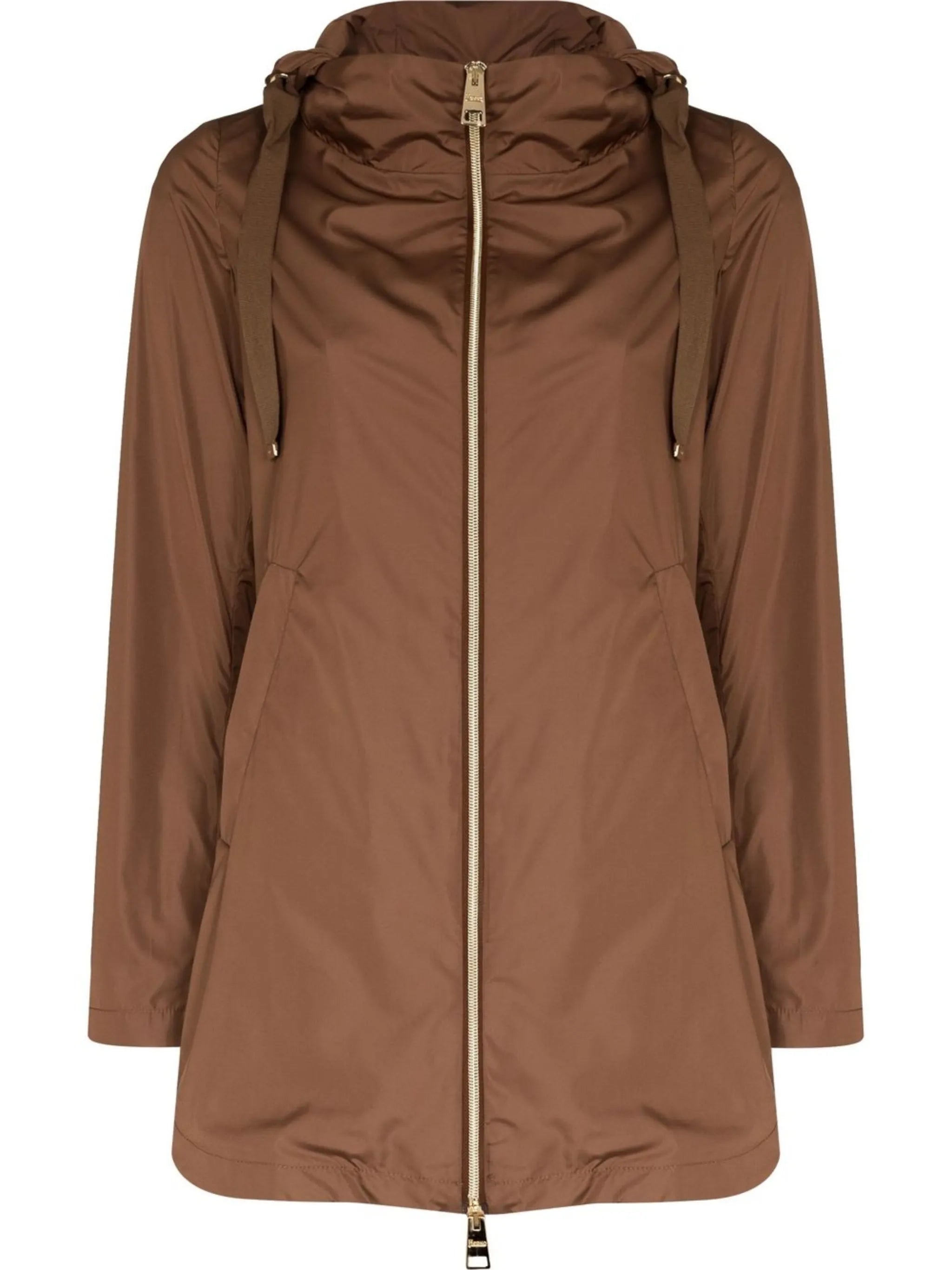 pleated-back zip-up coat