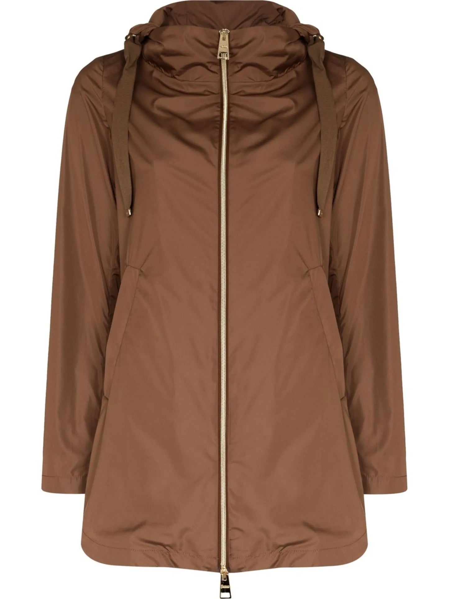 pleated-back zip-up coat