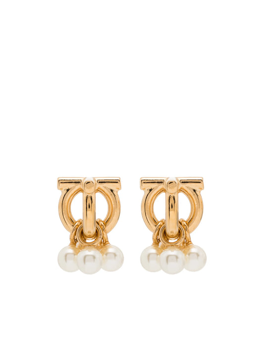 Gancini pearl-embellished stud earrings