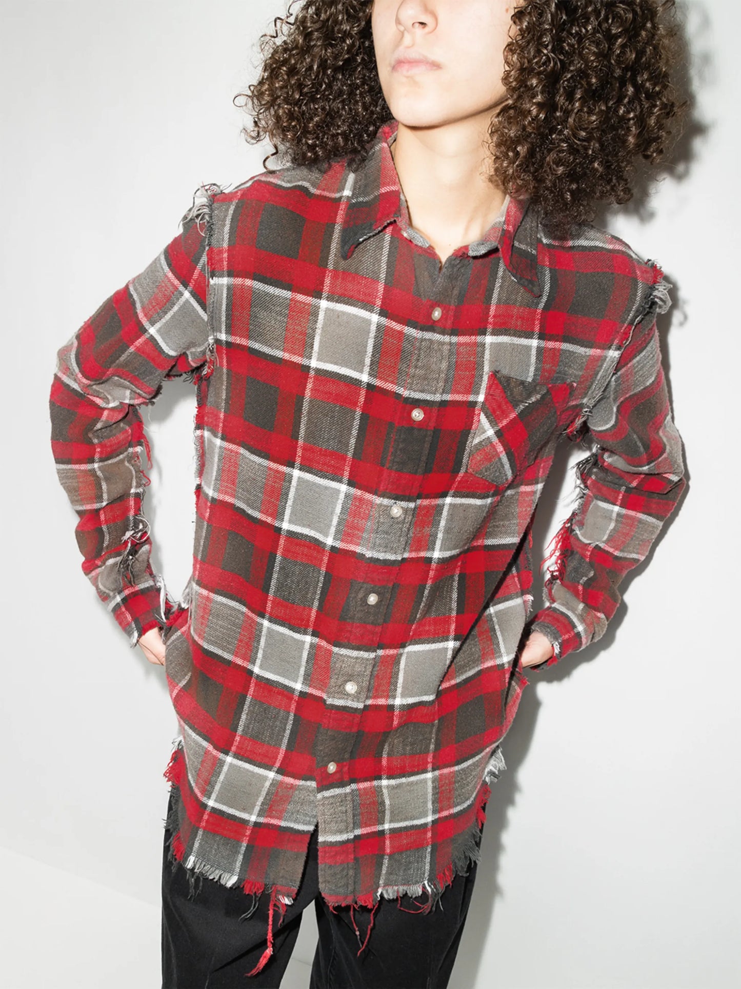 frayed check shirt