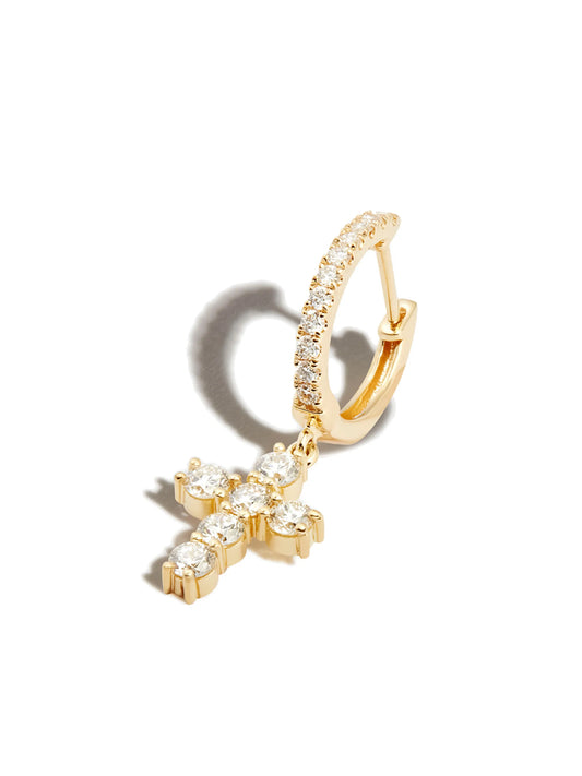 18kt yellow gold diamond huggie drop earring