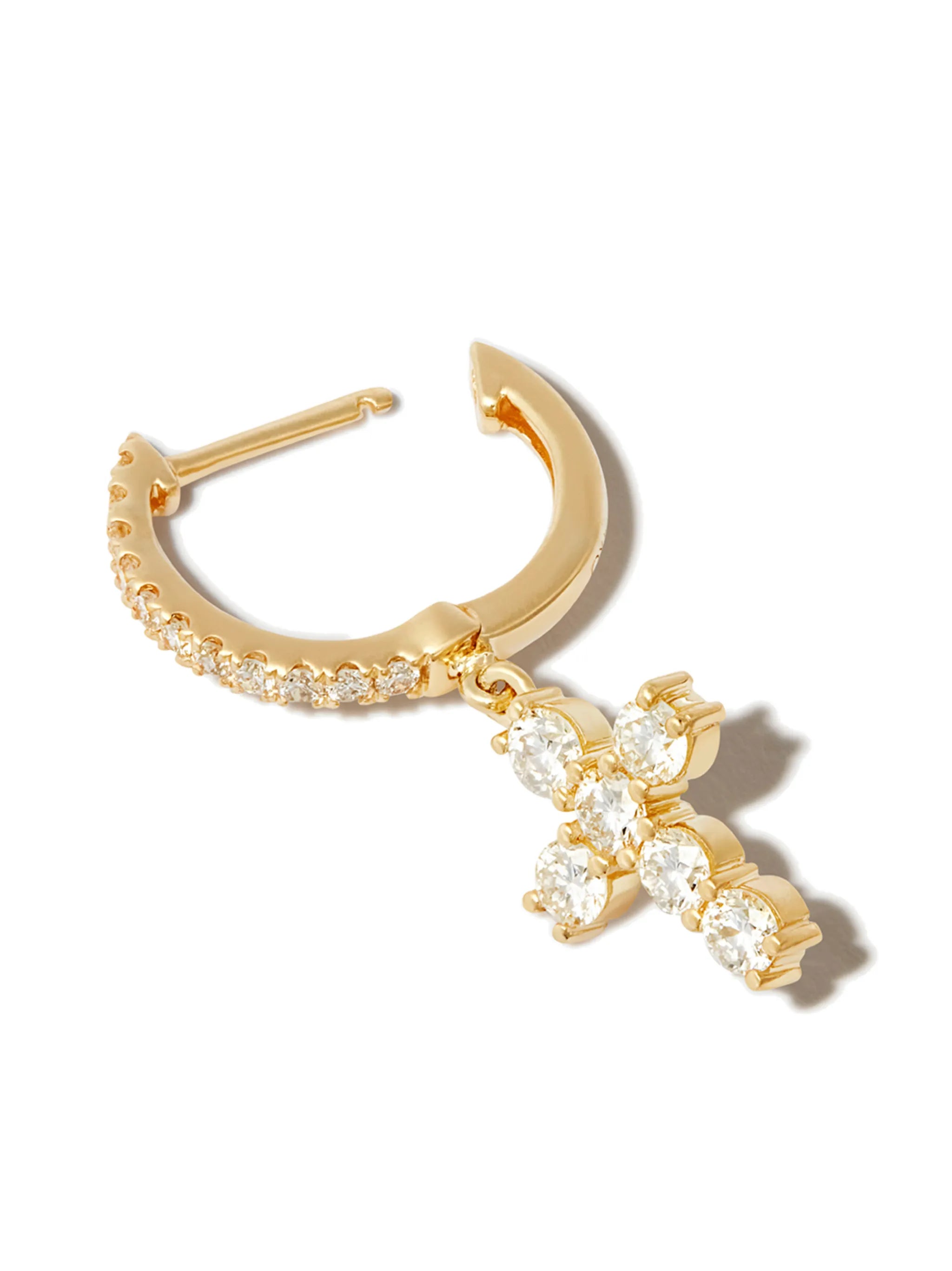 18kt yellow gold diamond huggie drop earring