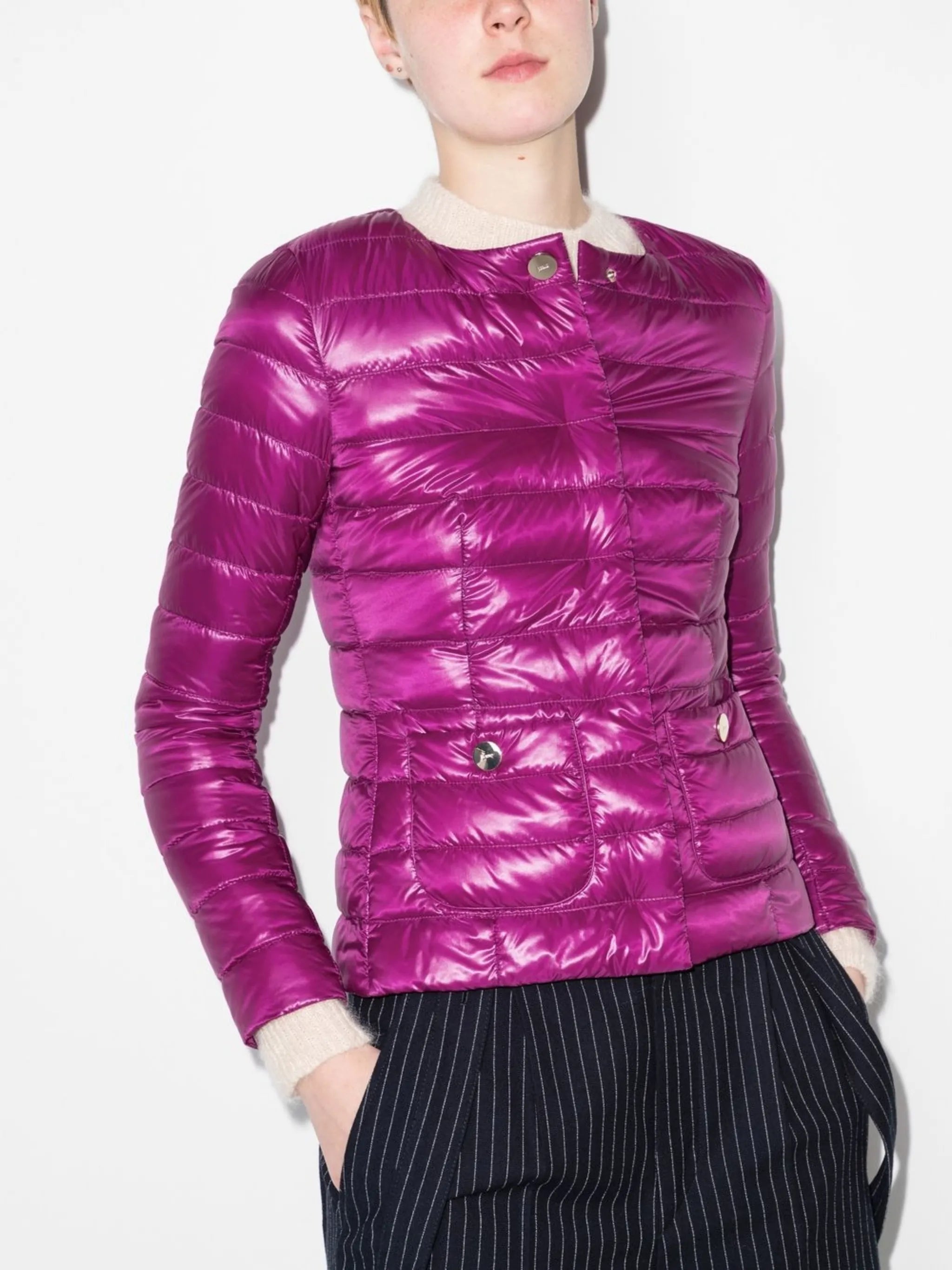 quilted-finish fitted jacket