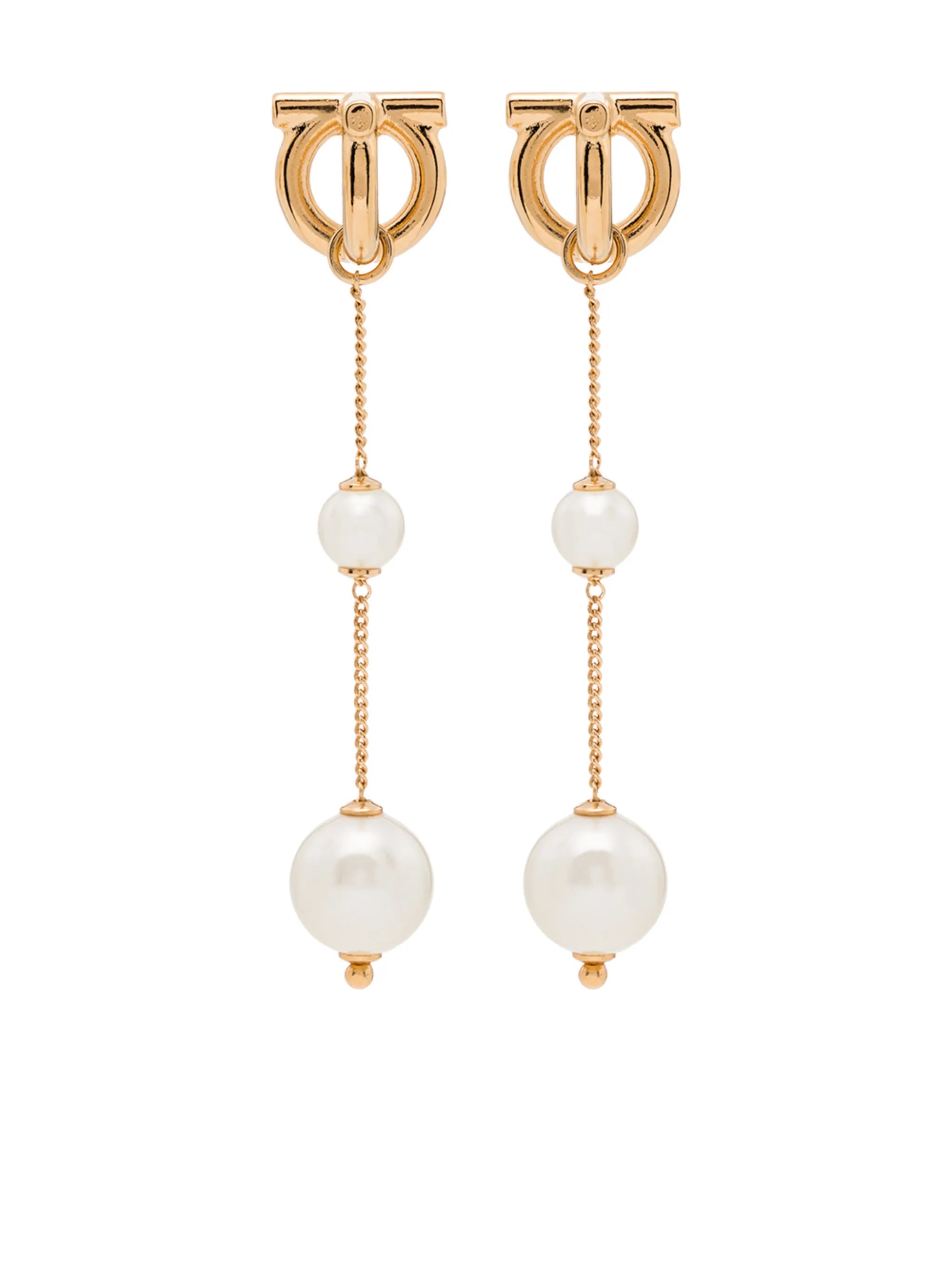 Gancini pearl-embellished drop earrings
