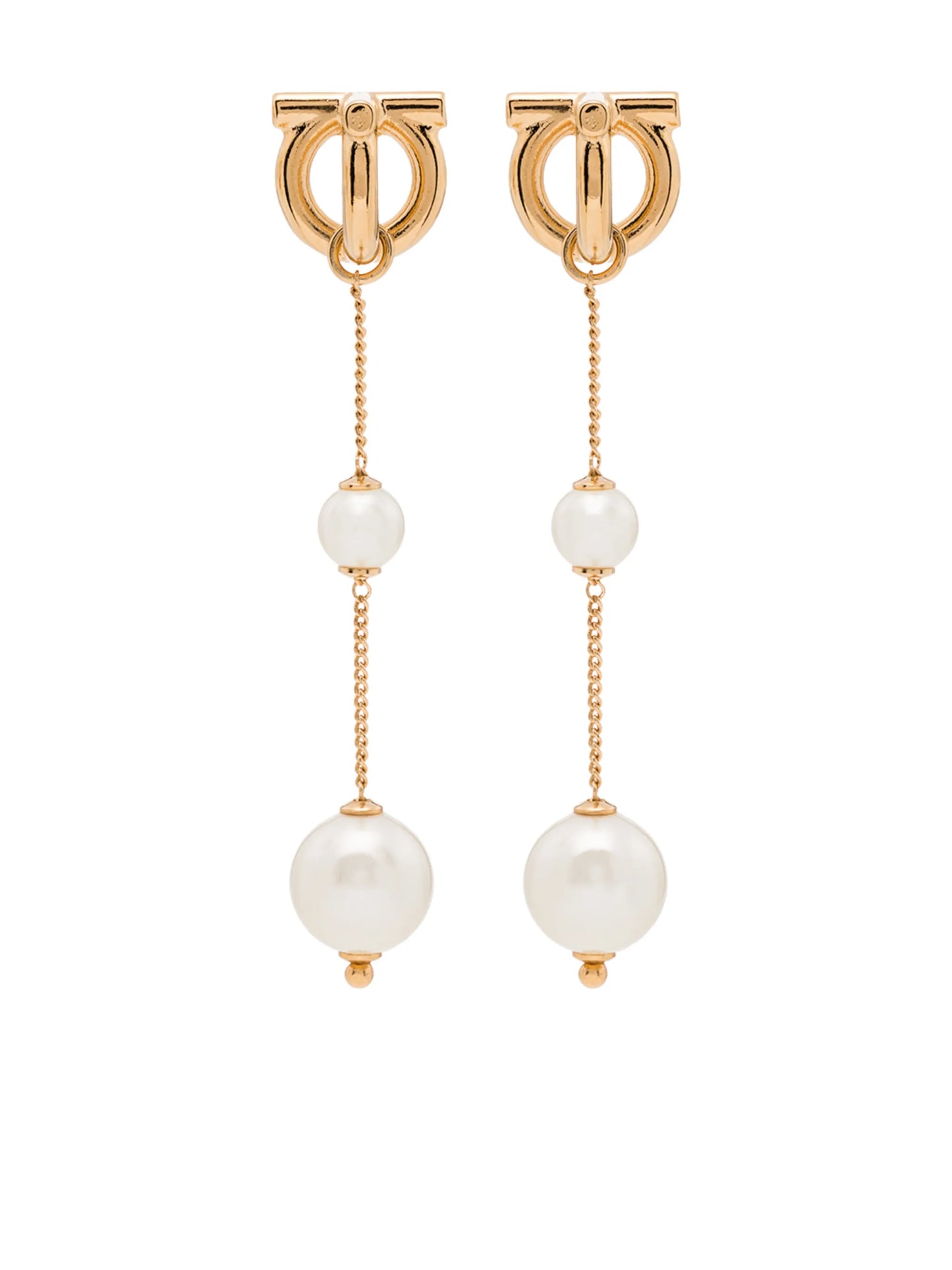 Gancini pearl-embellished drop earrings