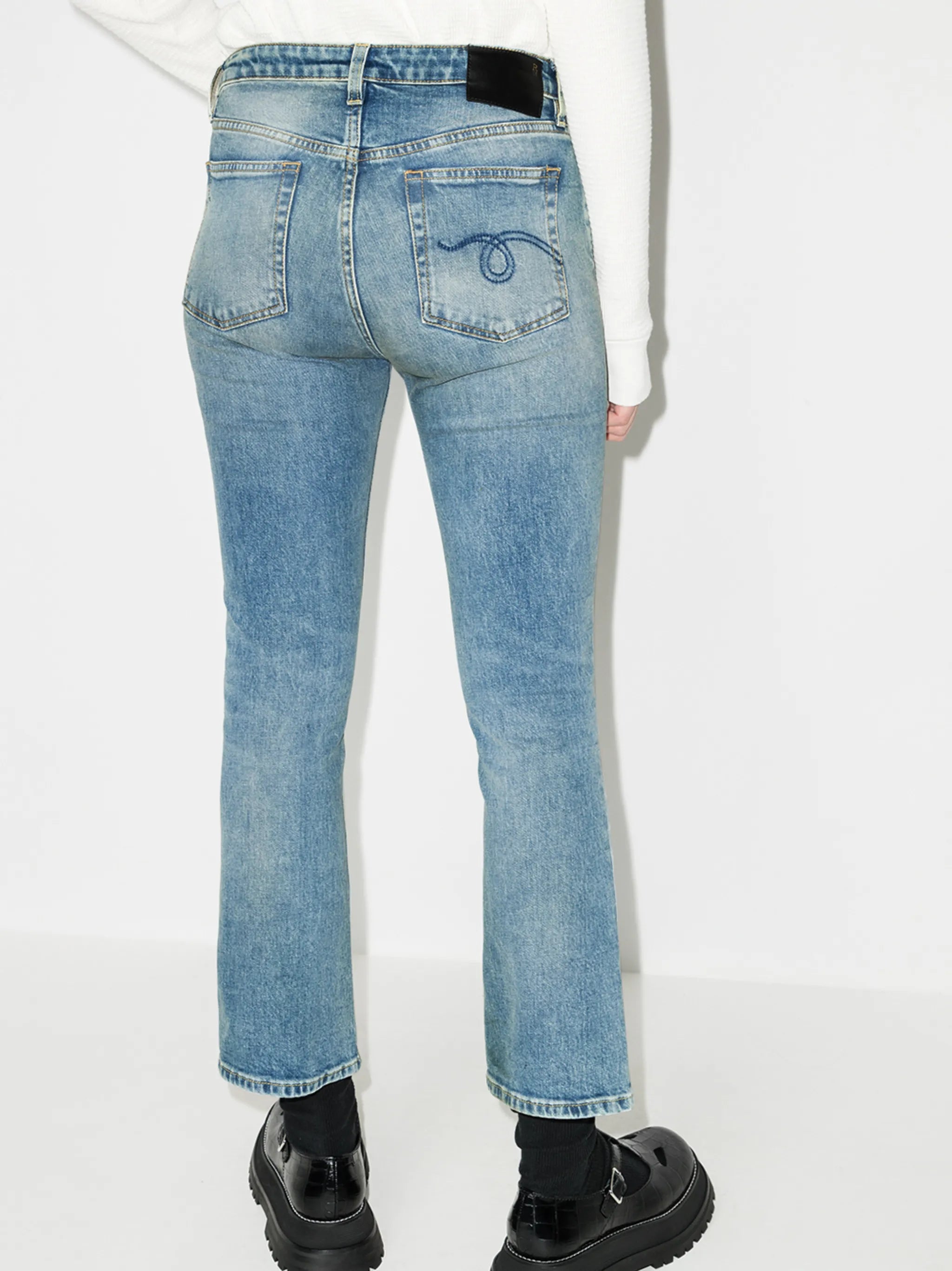mid-rise flared jeans