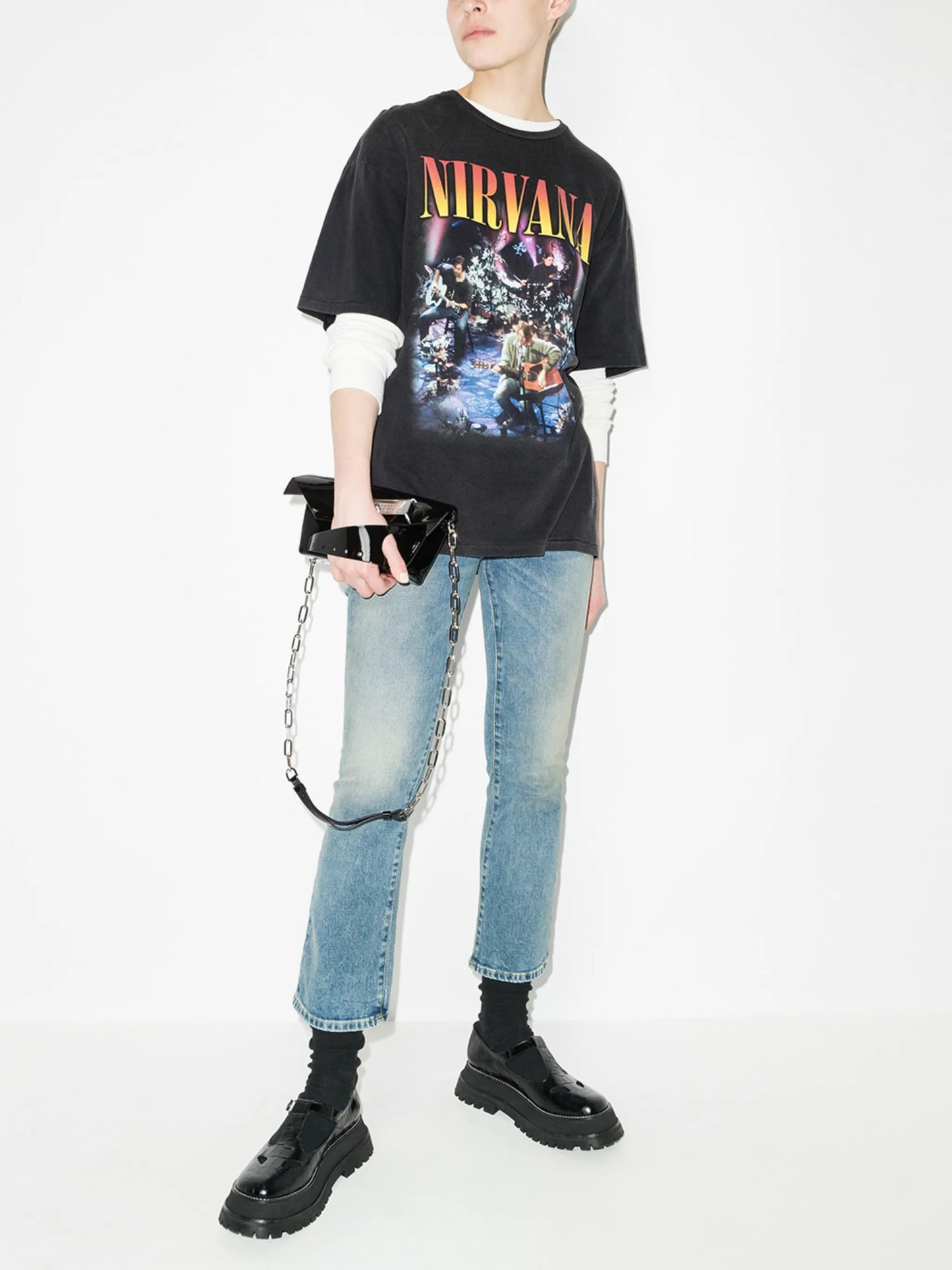 mid-rise flared jeans