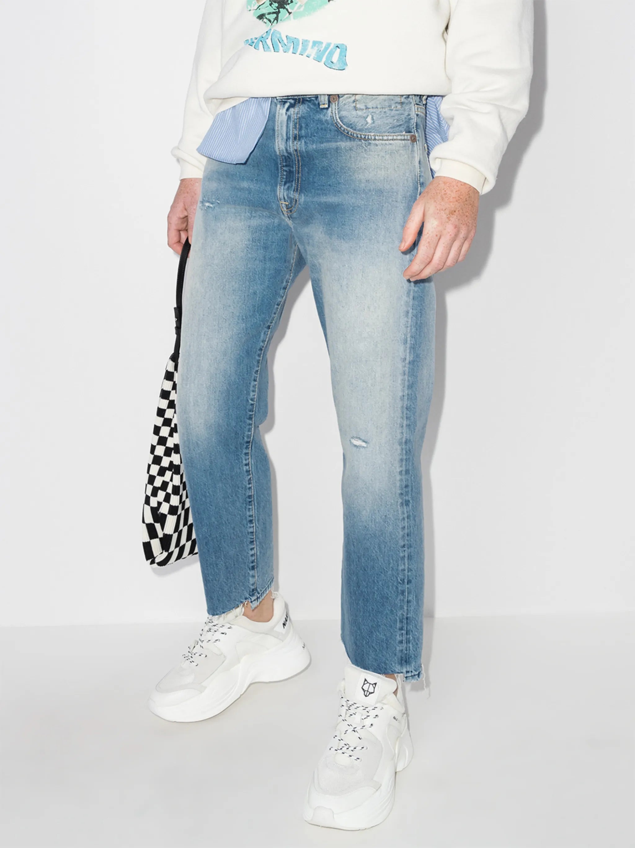 vintage-wash boyfriend jeans