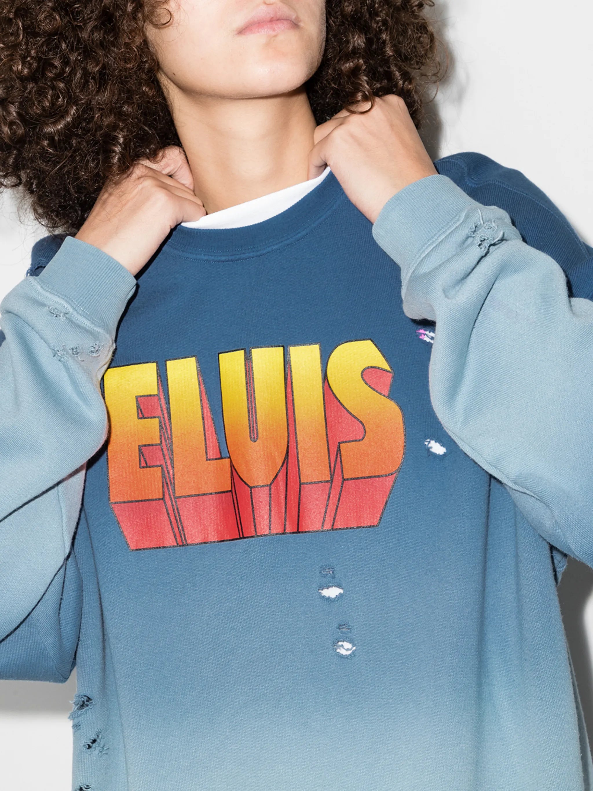 Elvis-print distressed-effect sweatshirt