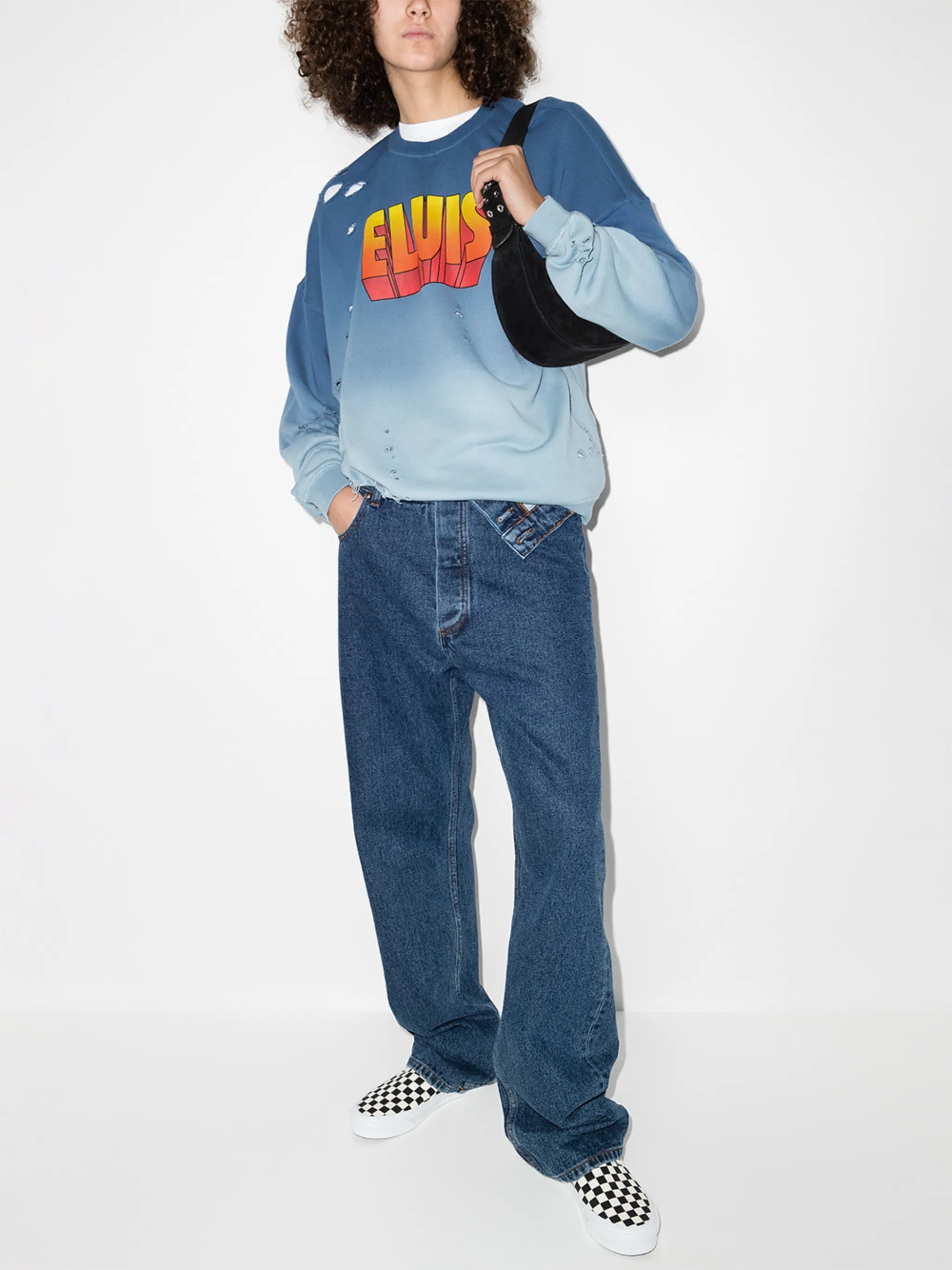 Elvis-print distressed-effect sweatshirt