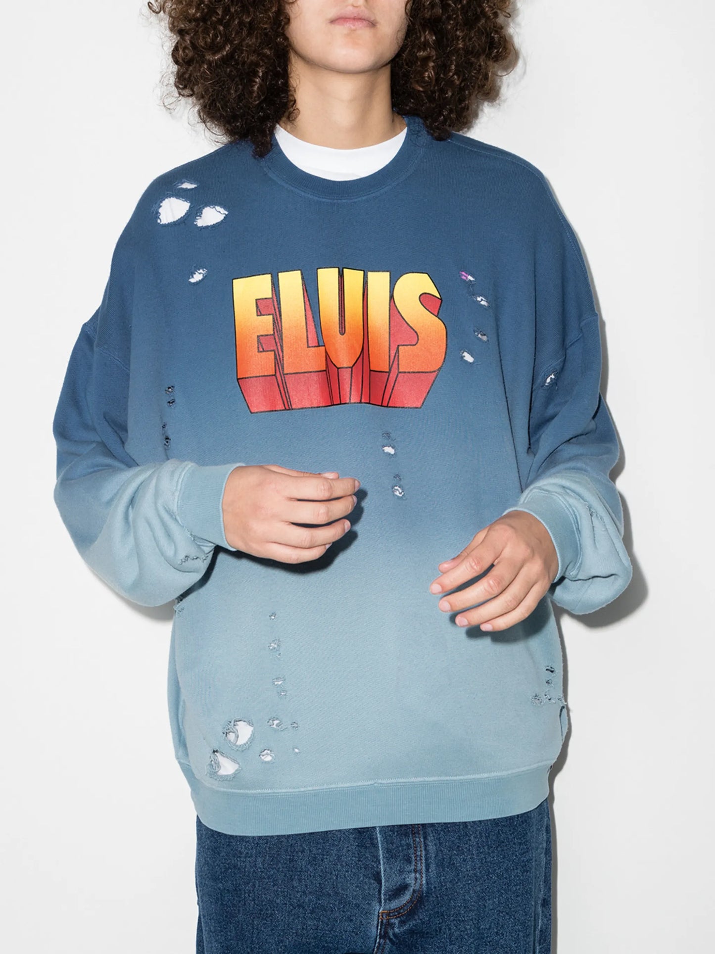 Elvis-print distressed-effect sweatshirt