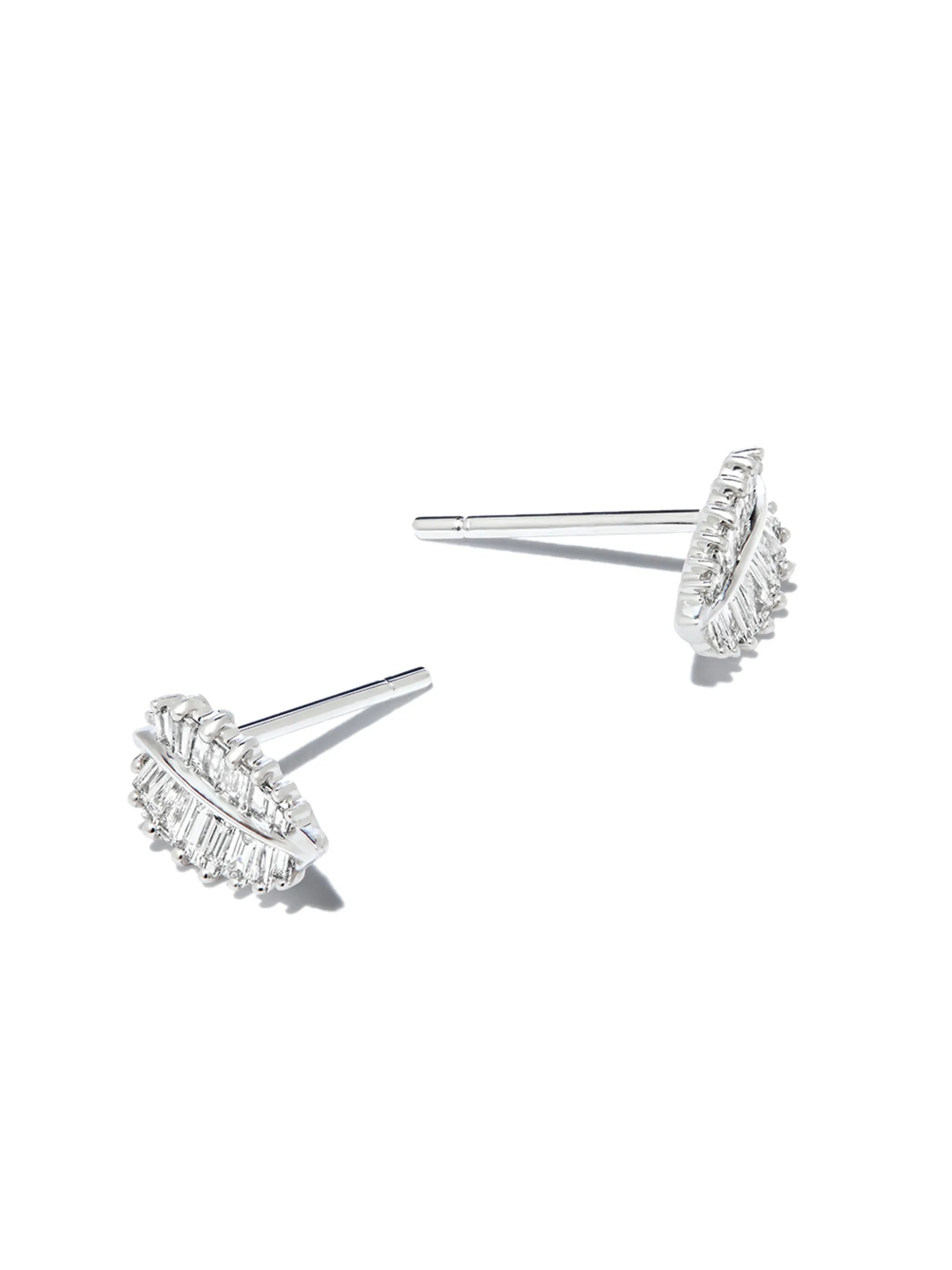18kt white gold Palm Leaf stud earring