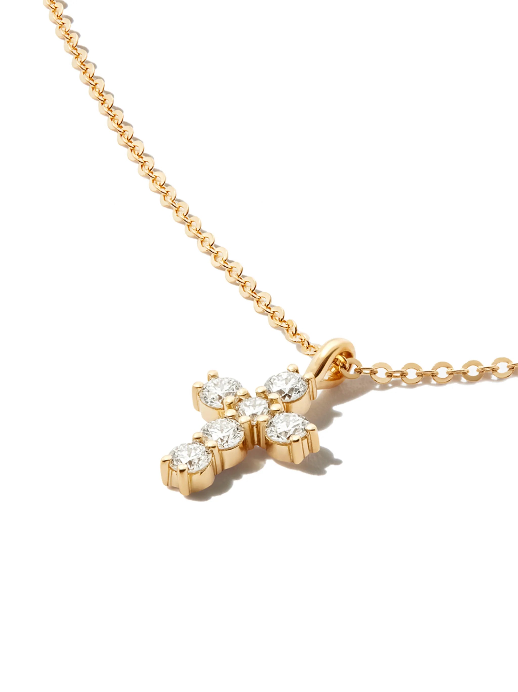 18kt yellow gold diamond cross necklace