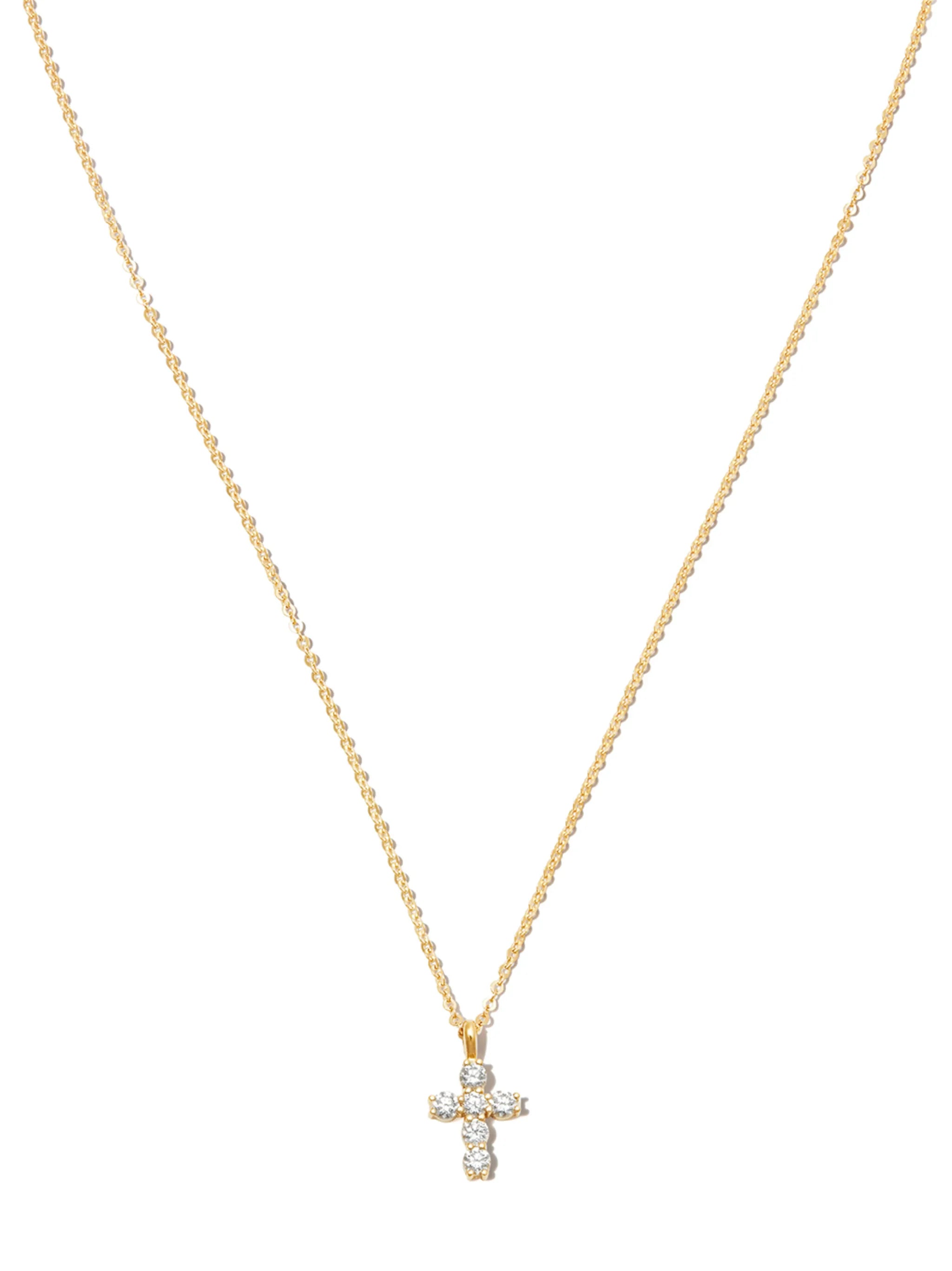 18kt yellow gold diamond cross necklace