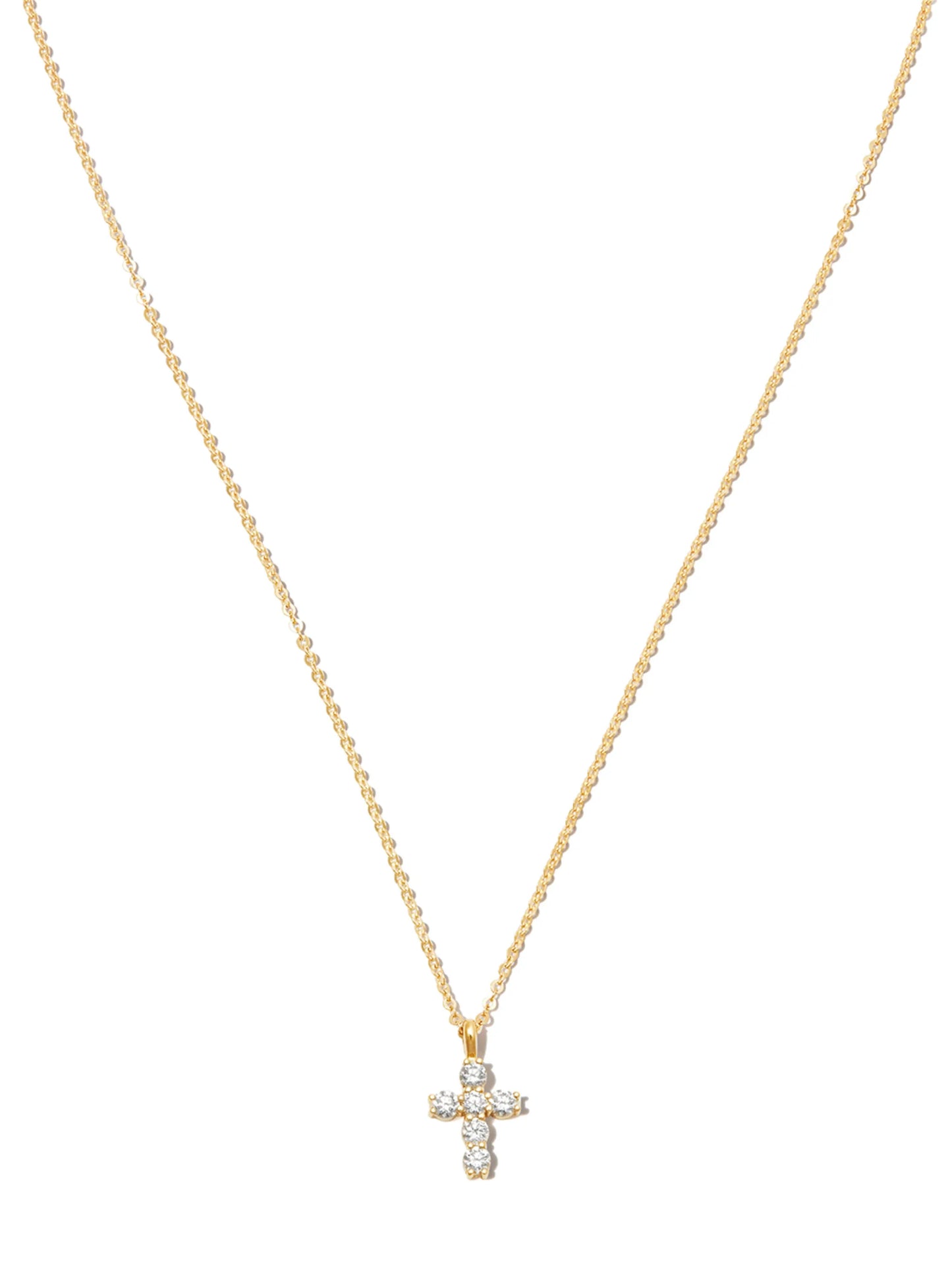 18kt yellow gold diamond cross necklace